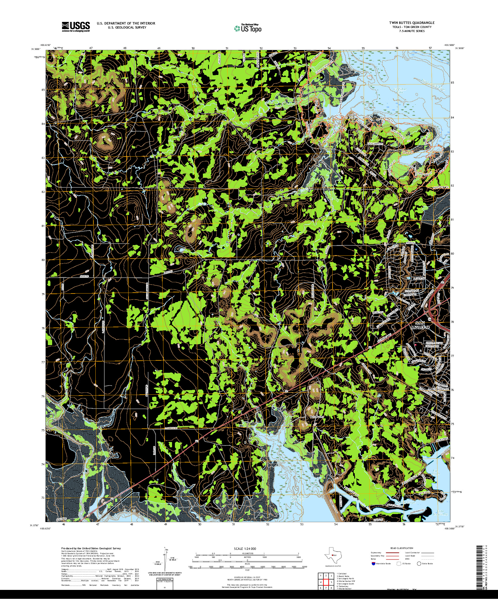 US TOPO 7.5-MINUTE MAP FOR TWIN BUTTES, TX