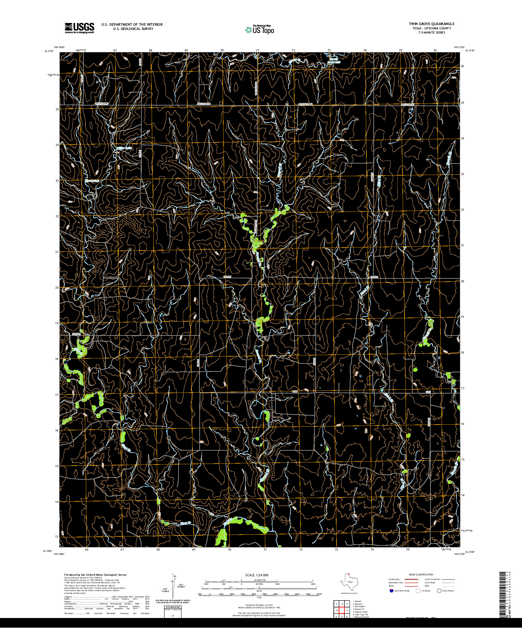 US TOPO 7.5-MINUTE MAP FOR TWIN GROVE, TX