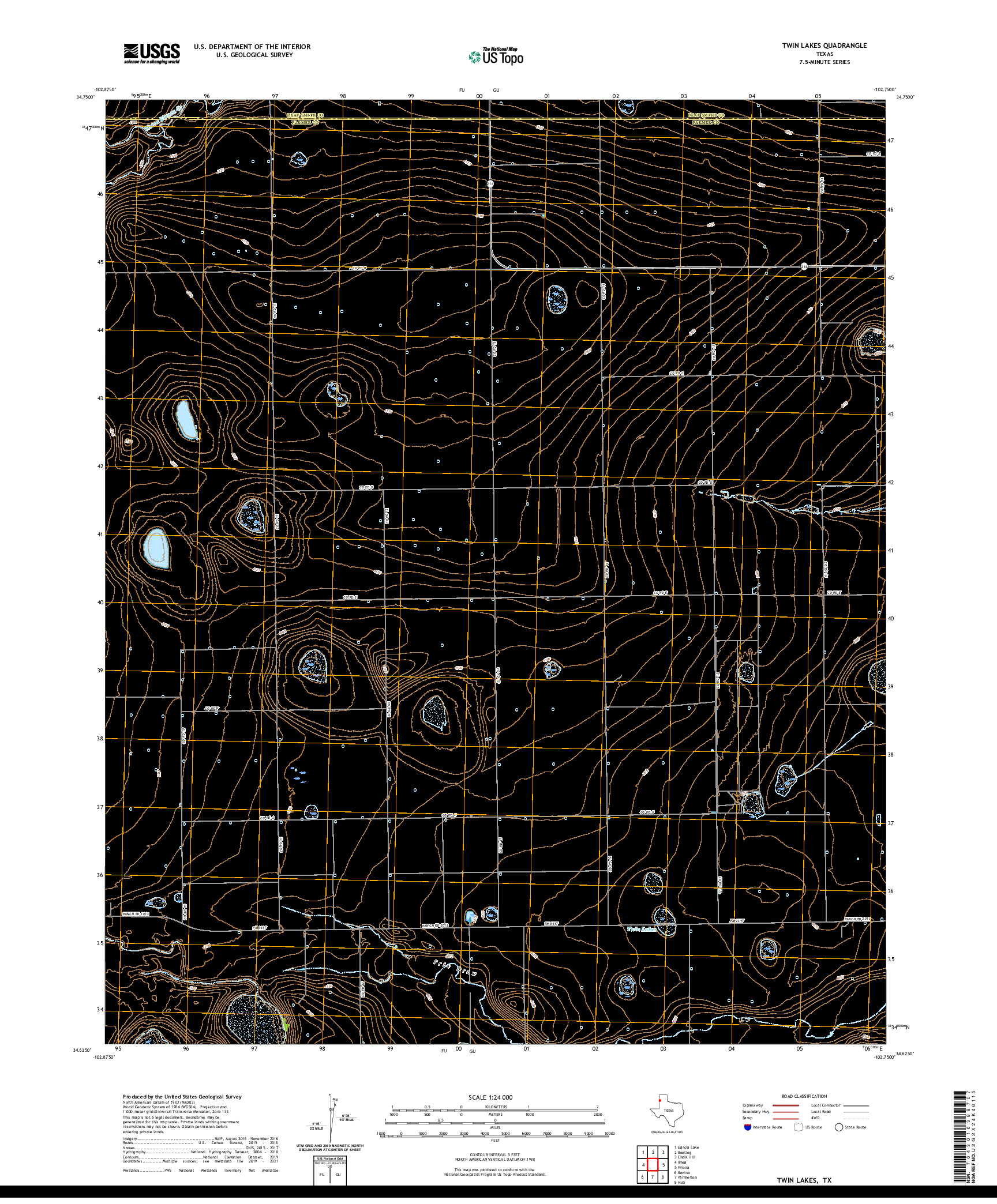 US TOPO 7.5-MINUTE MAP FOR TWIN LAKES, TX