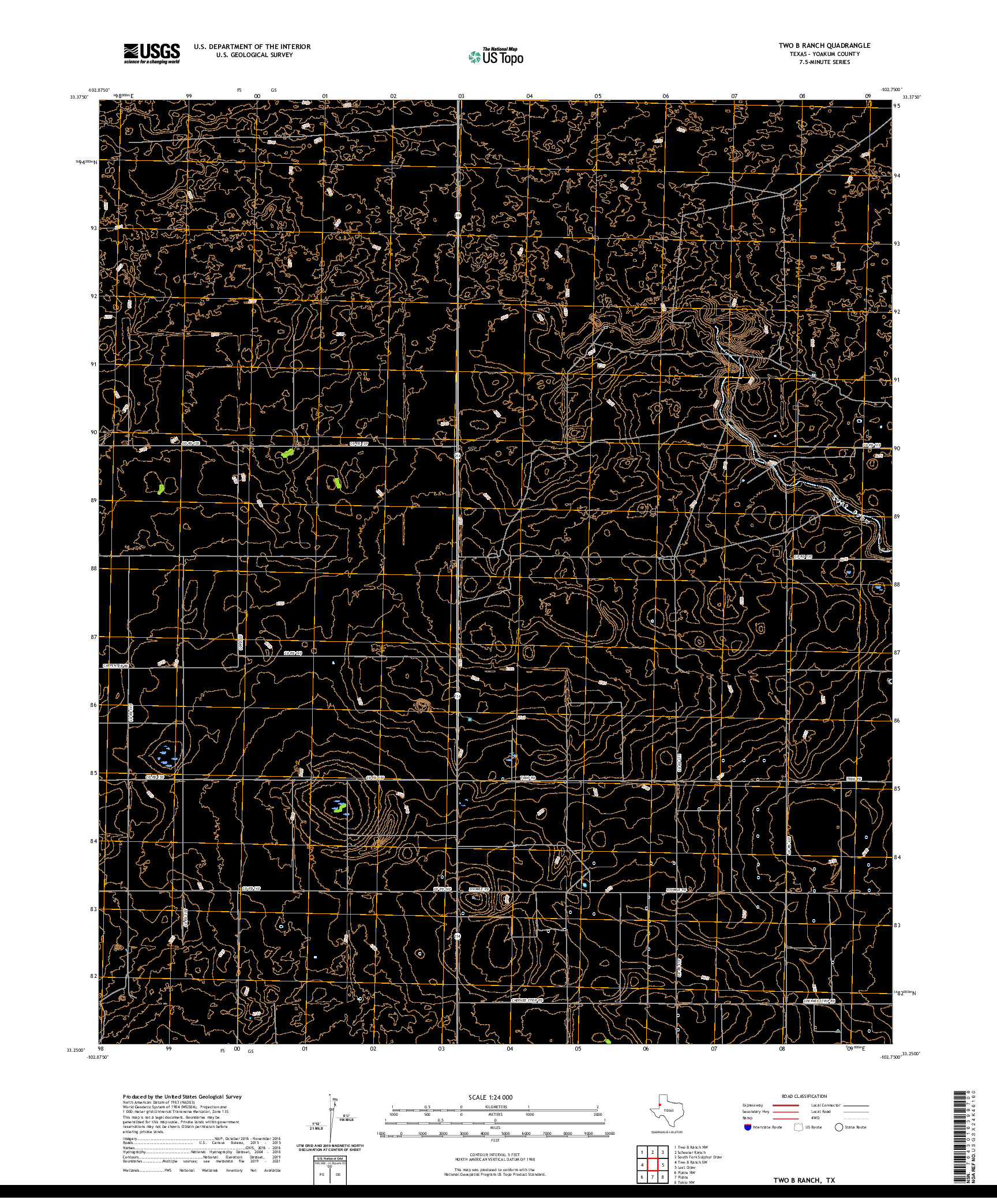 US TOPO 7.5-MINUTE MAP FOR TWO B RANCH, TX