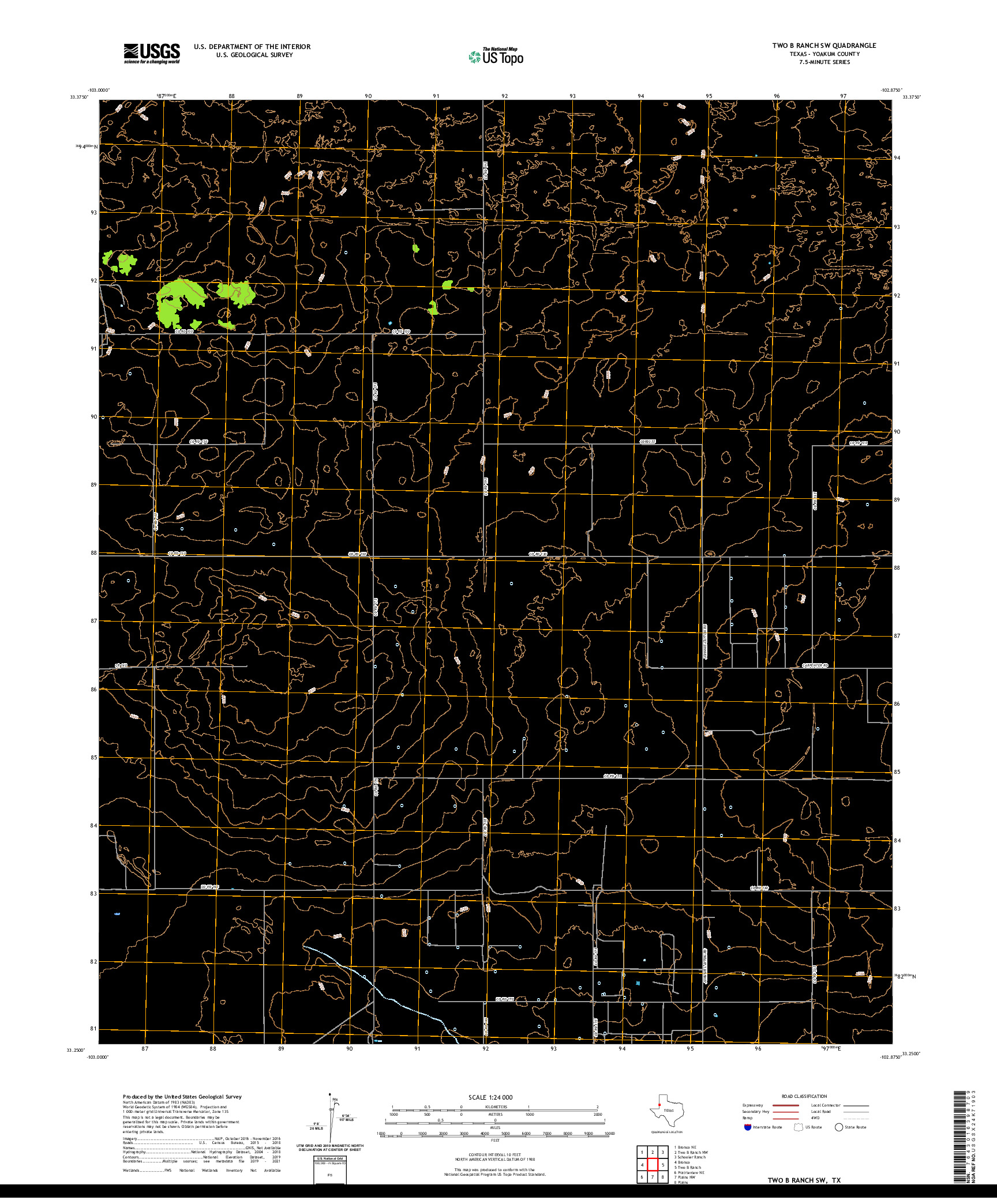 US TOPO 7.5-MINUTE MAP FOR TWO B RANCH SW, TX