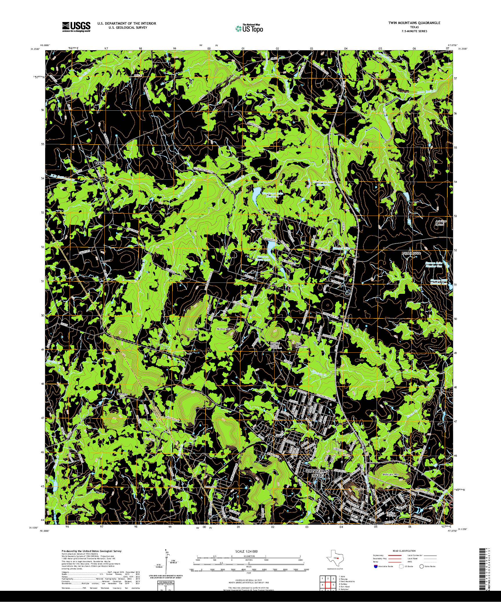 US TOPO 7.5-MINUTE MAP FOR TWIN MOUNTAINS, TX