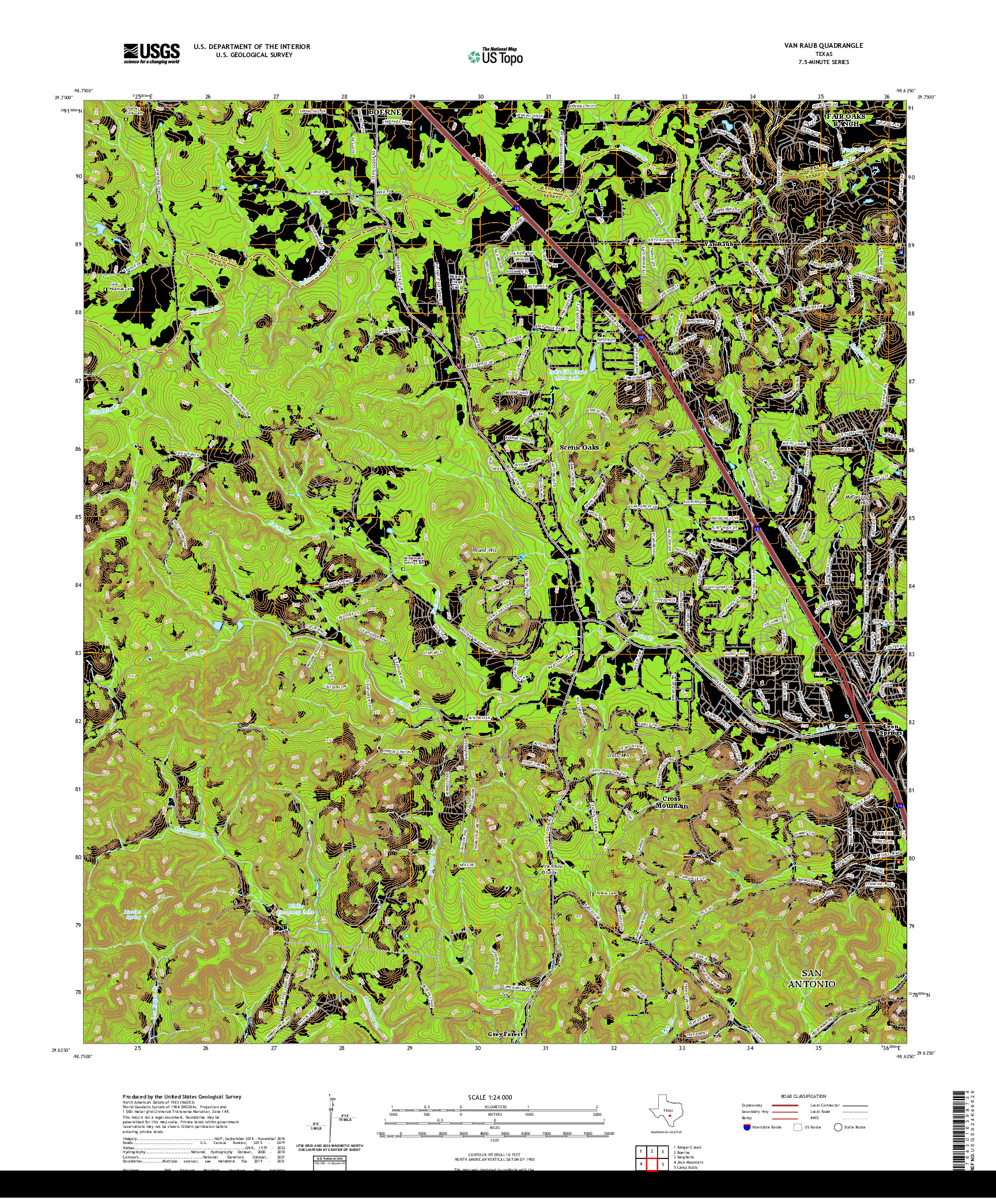 US TOPO 7.5-MINUTE MAP FOR VAN RAUB, TX