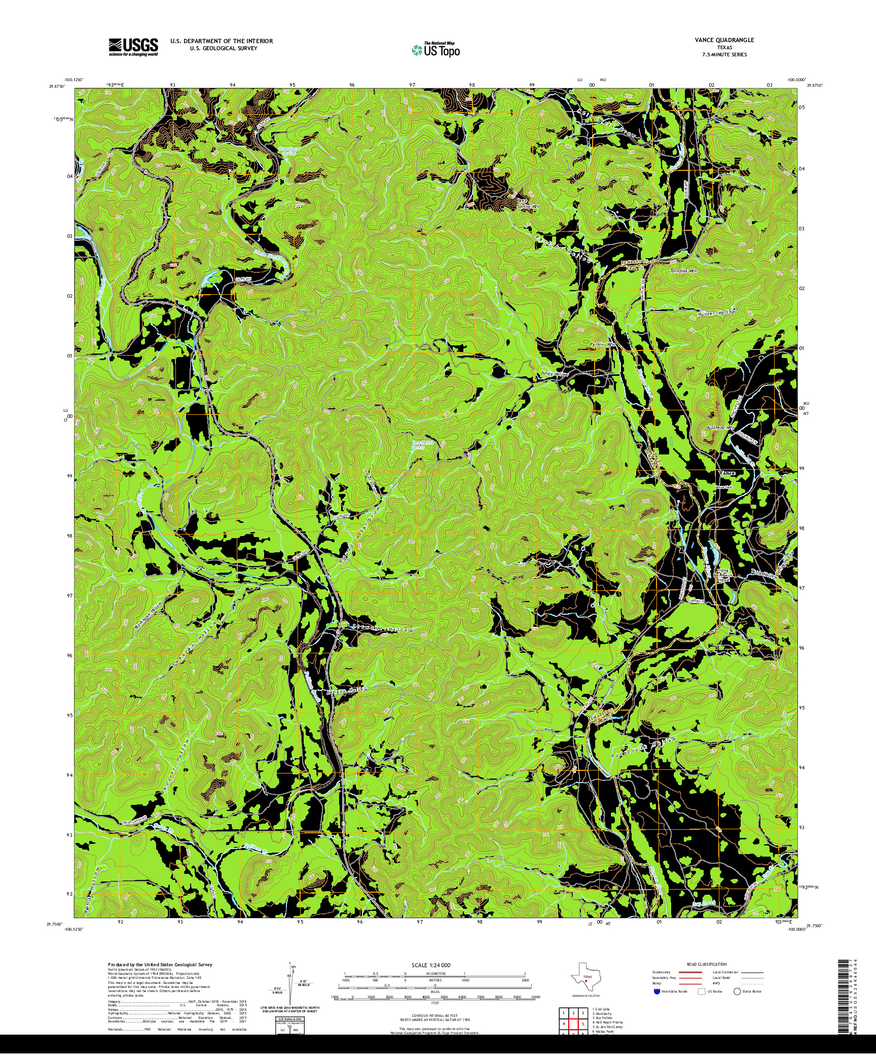 US TOPO 7.5-MINUTE MAP FOR VANCE, TX