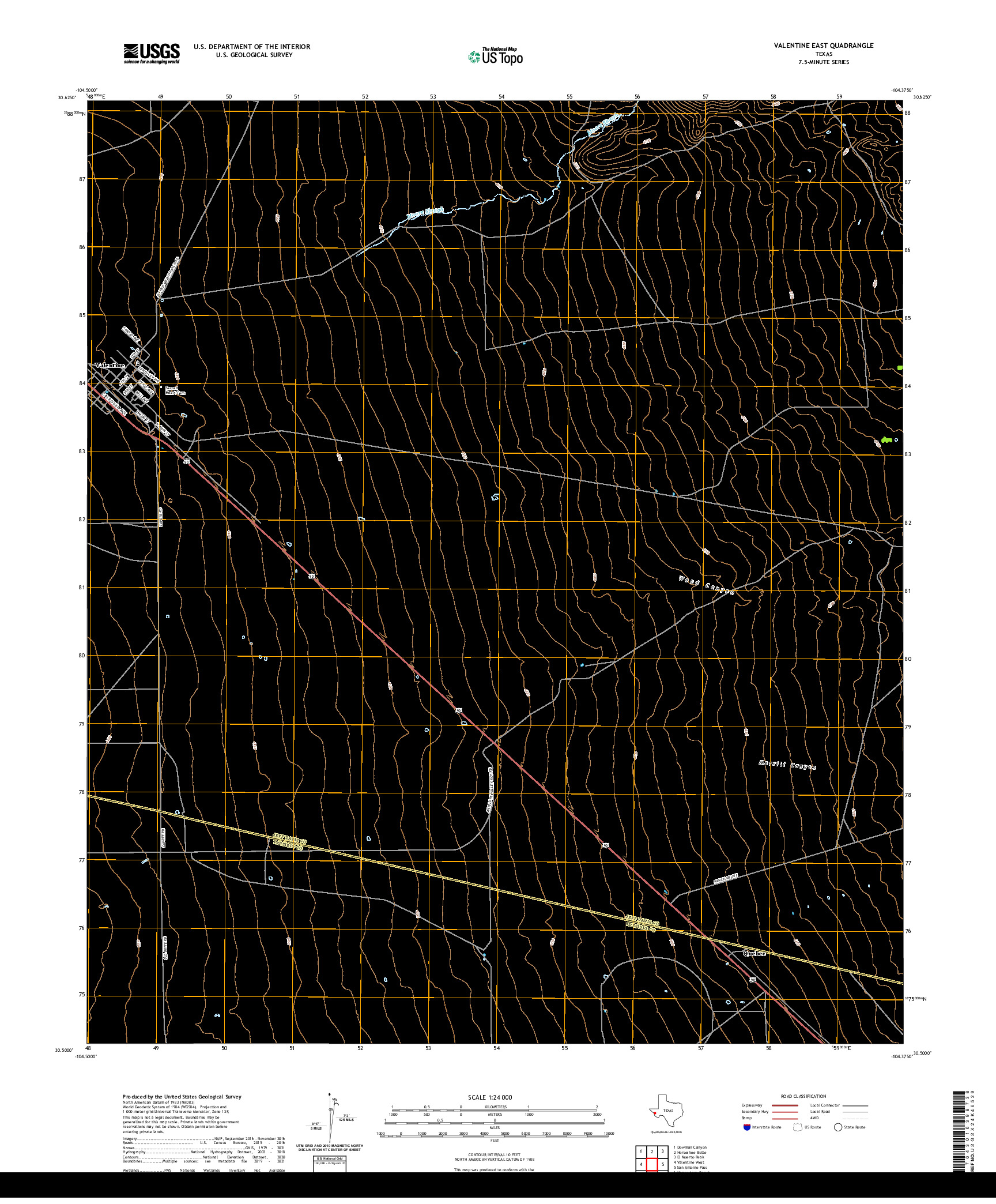 US TOPO 7.5-MINUTE MAP FOR VALENTINE EAST, TX