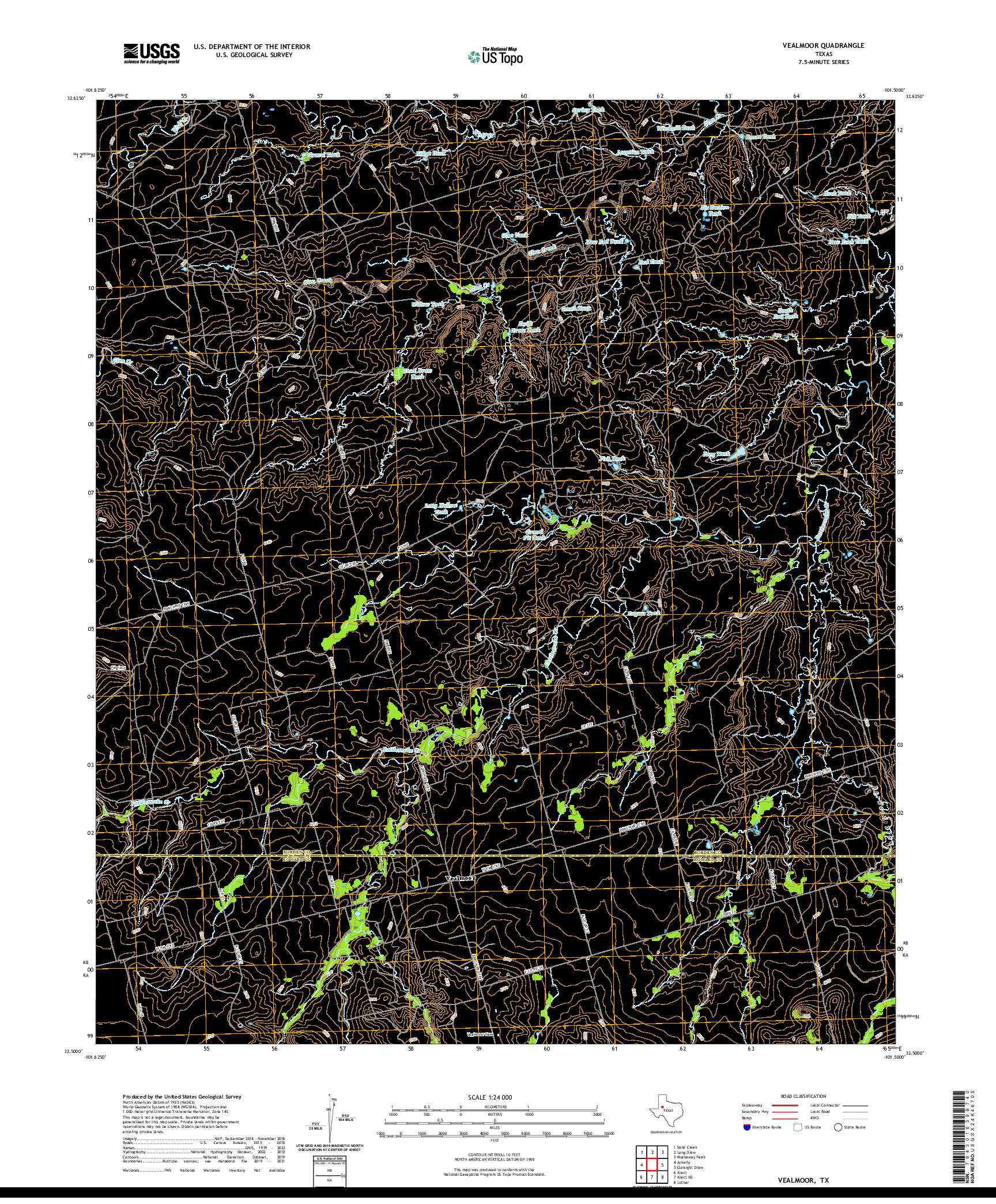 US TOPO 7.5-MINUTE MAP FOR VEALMOOR, TX