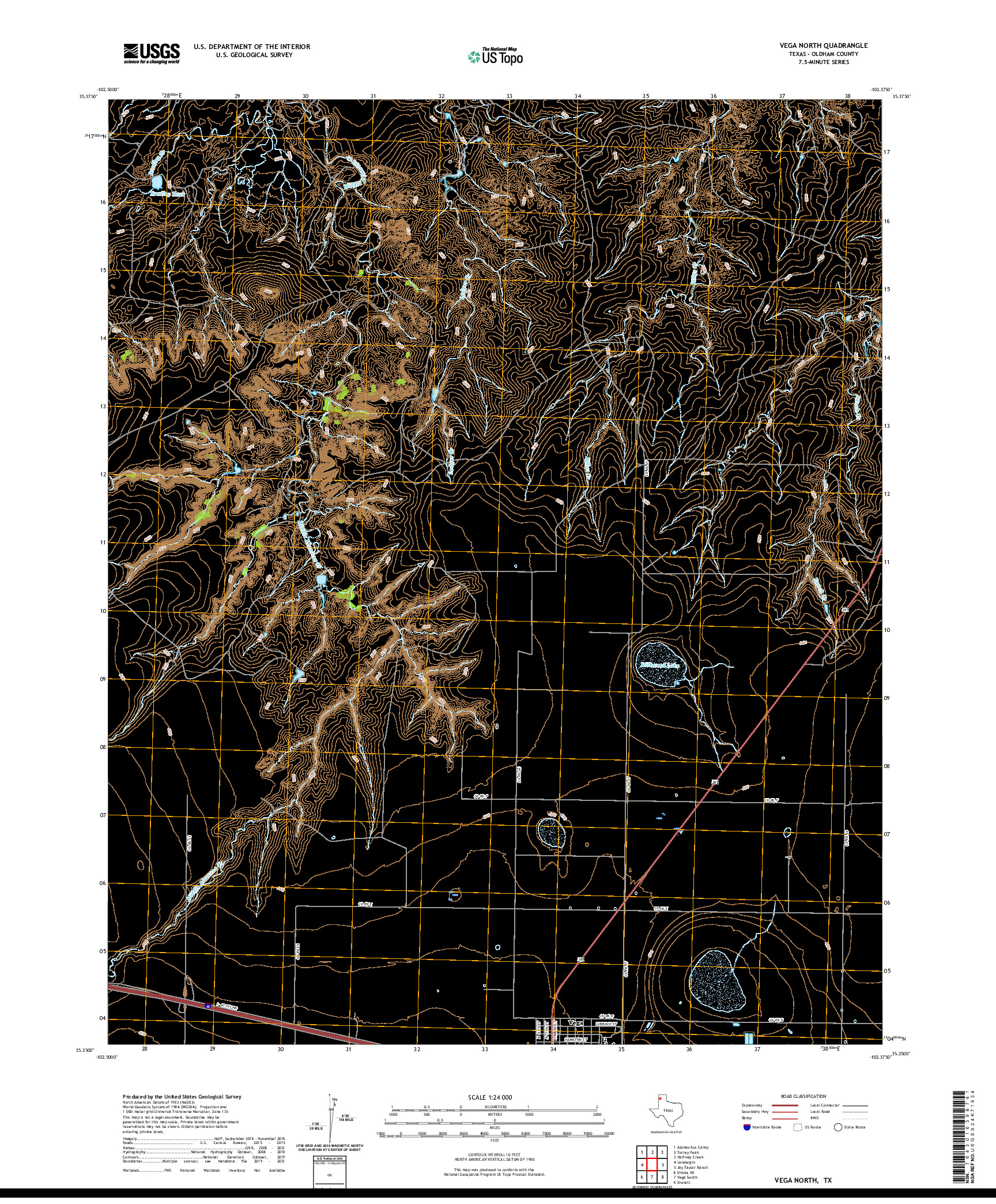 US TOPO 7.5-MINUTE MAP FOR VEGA NORTH, TX