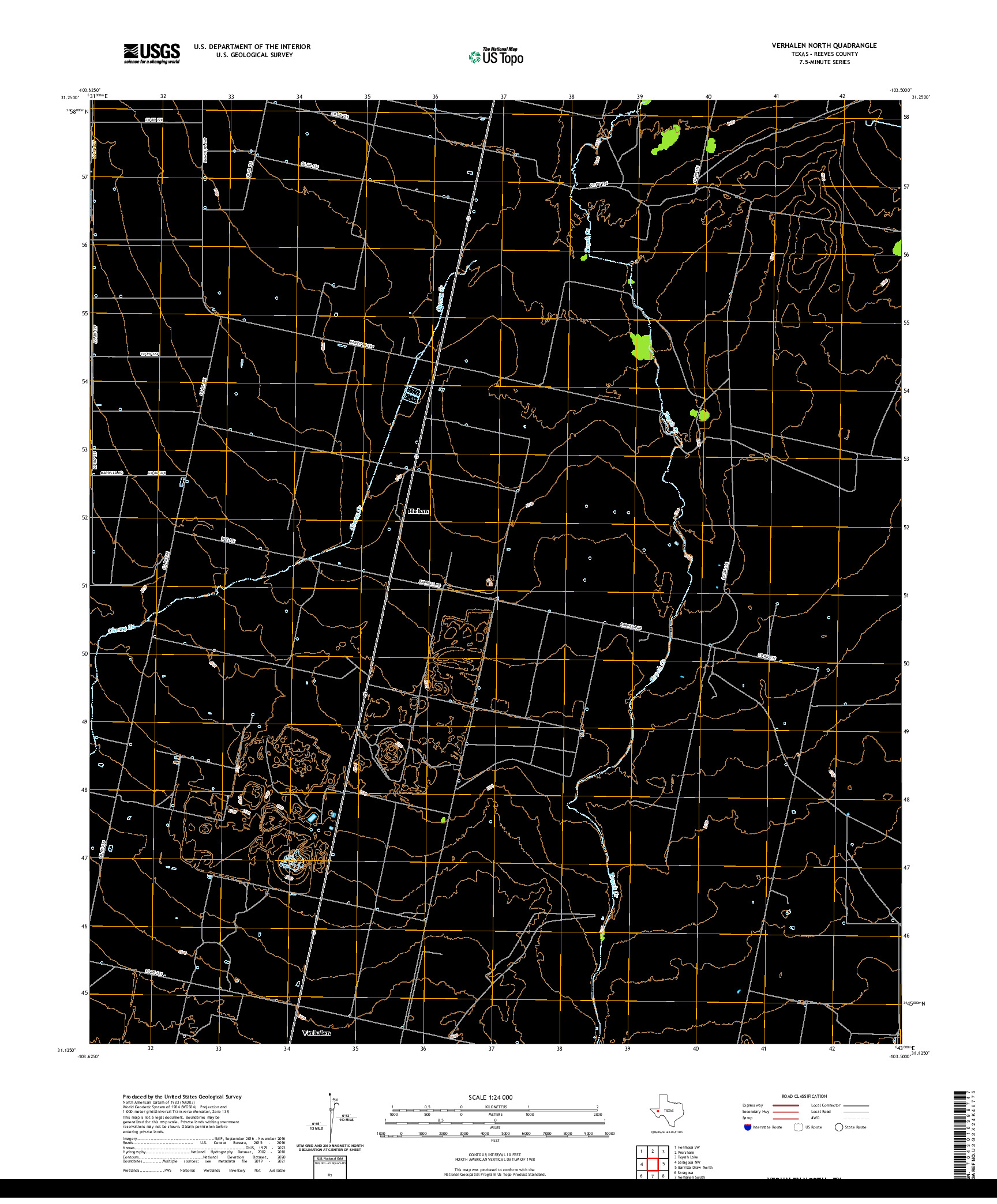 US TOPO 7.5-MINUTE MAP FOR VERHALEN NORTH, TX