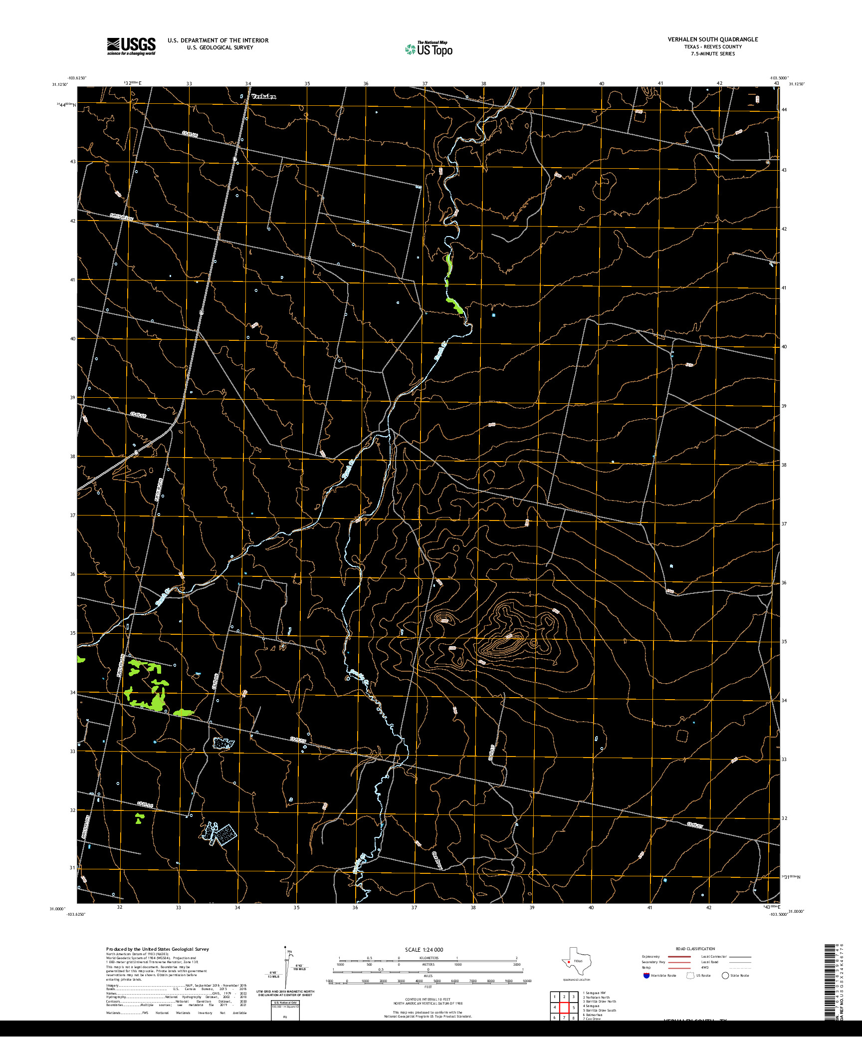 US TOPO 7.5-MINUTE MAP FOR VERHALEN SOUTH, TX