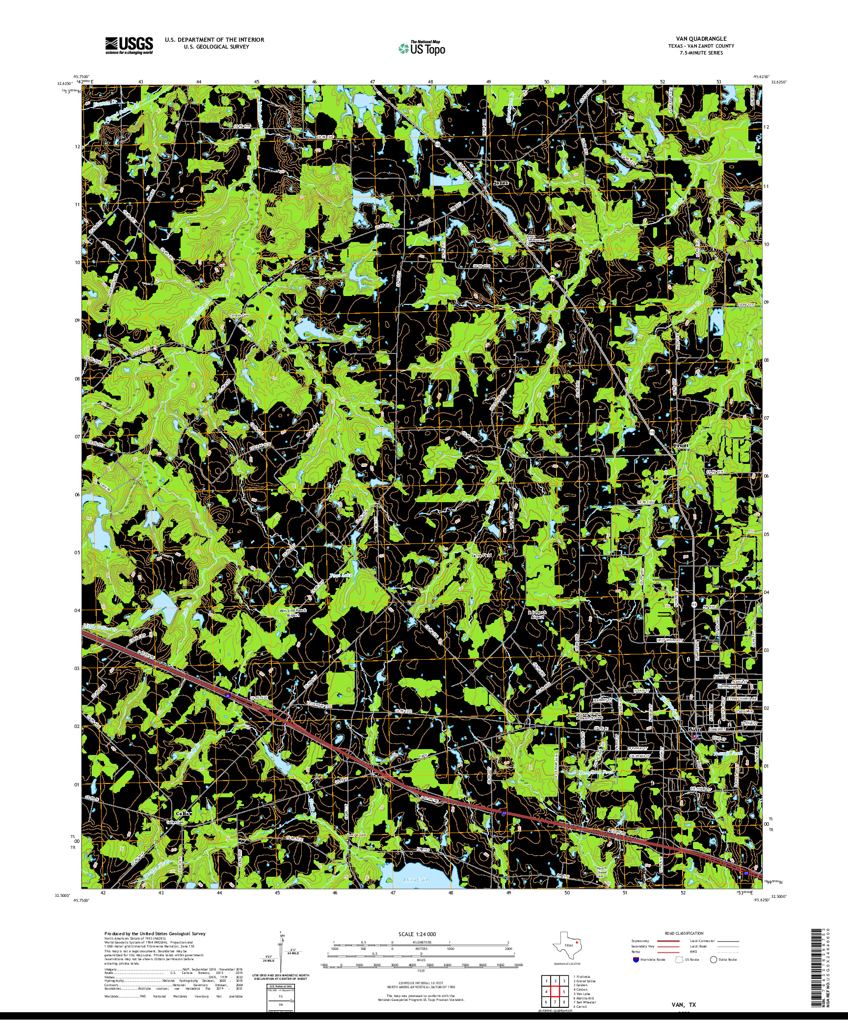 US TOPO 7.5-MINUTE MAP FOR VAN, TX