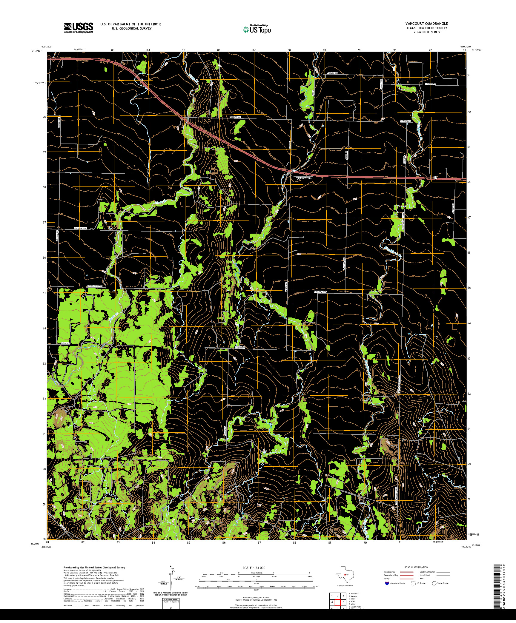 US TOPO 7.5-MINUTE MAP FOR VANCOURT, TX