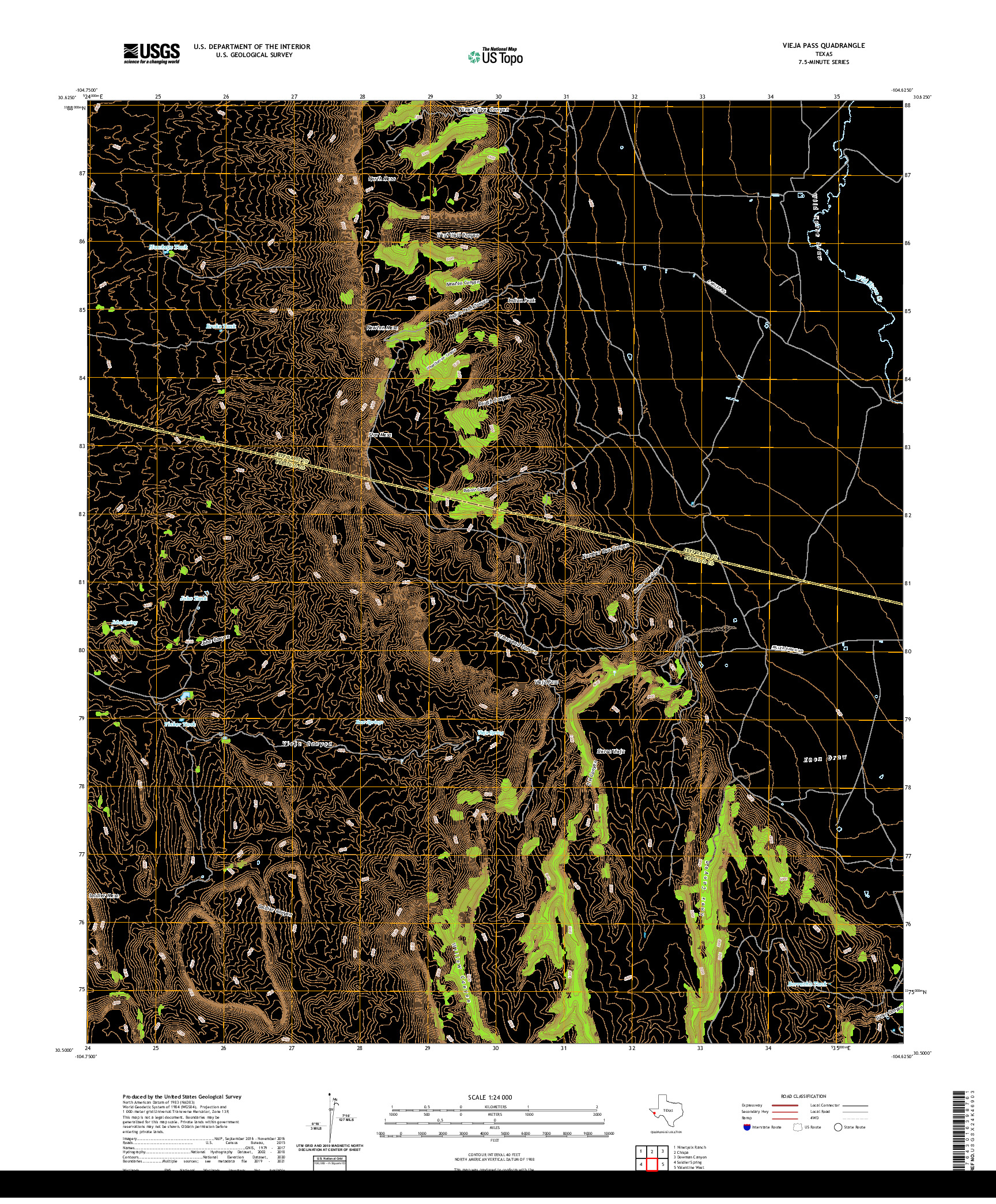 US TOPO 7.5-MINUTE MAP FOR VIEJA PASS, TX