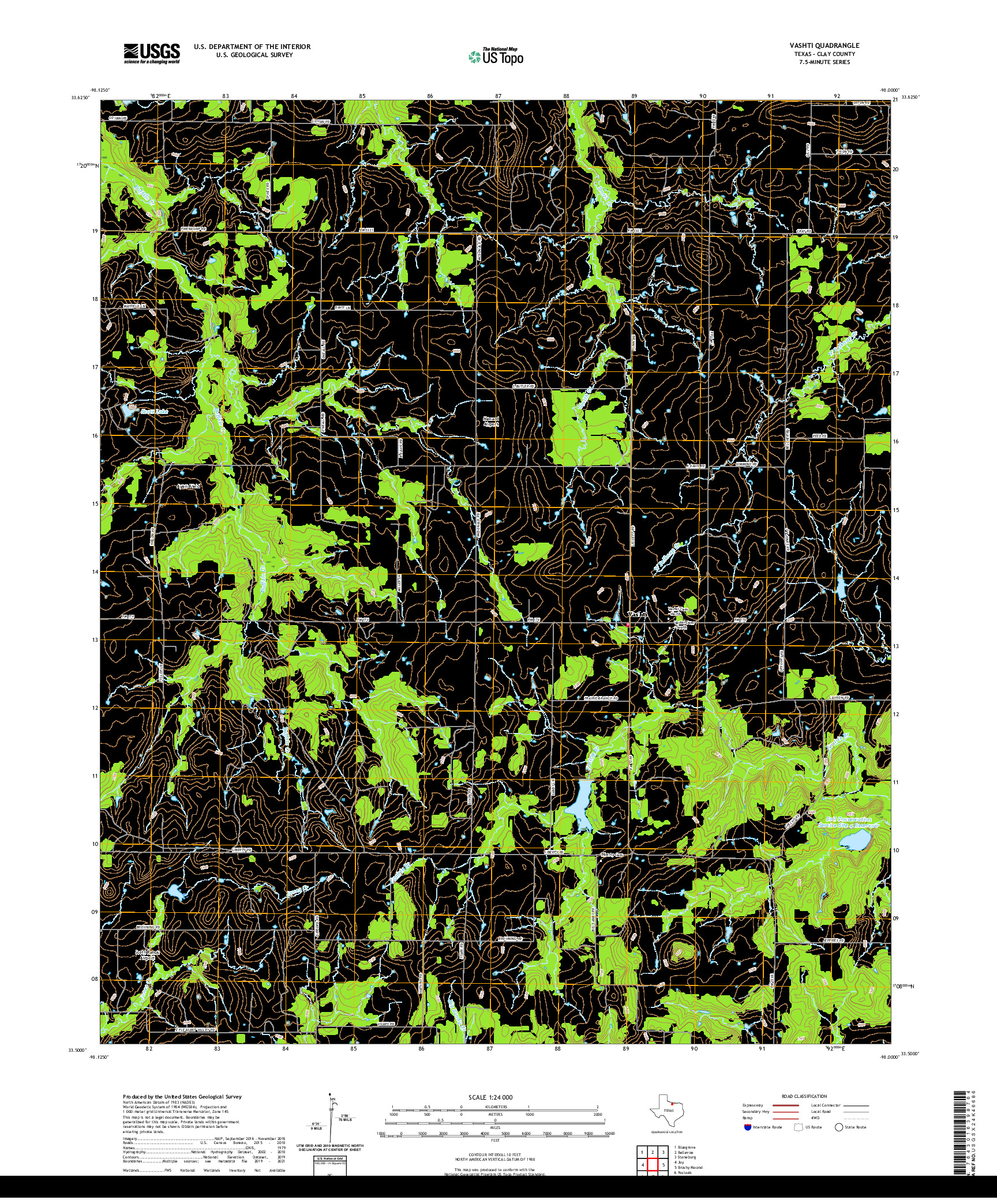 US TOPO 7.5-MINUTE MAP FOR VASHTI, TX