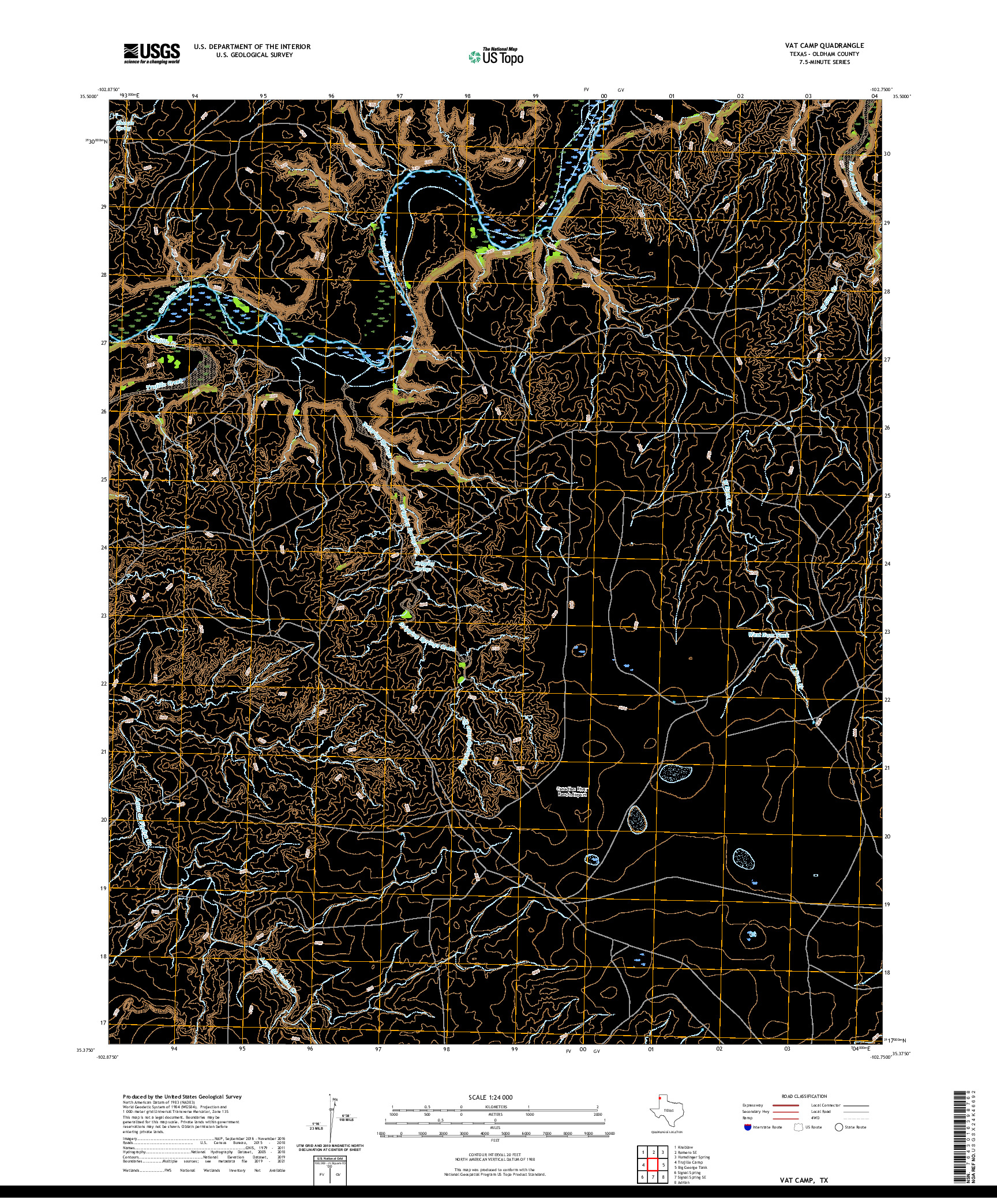US TOPO 7.5-MINUTE MAP FOR VAT CAMP, TX