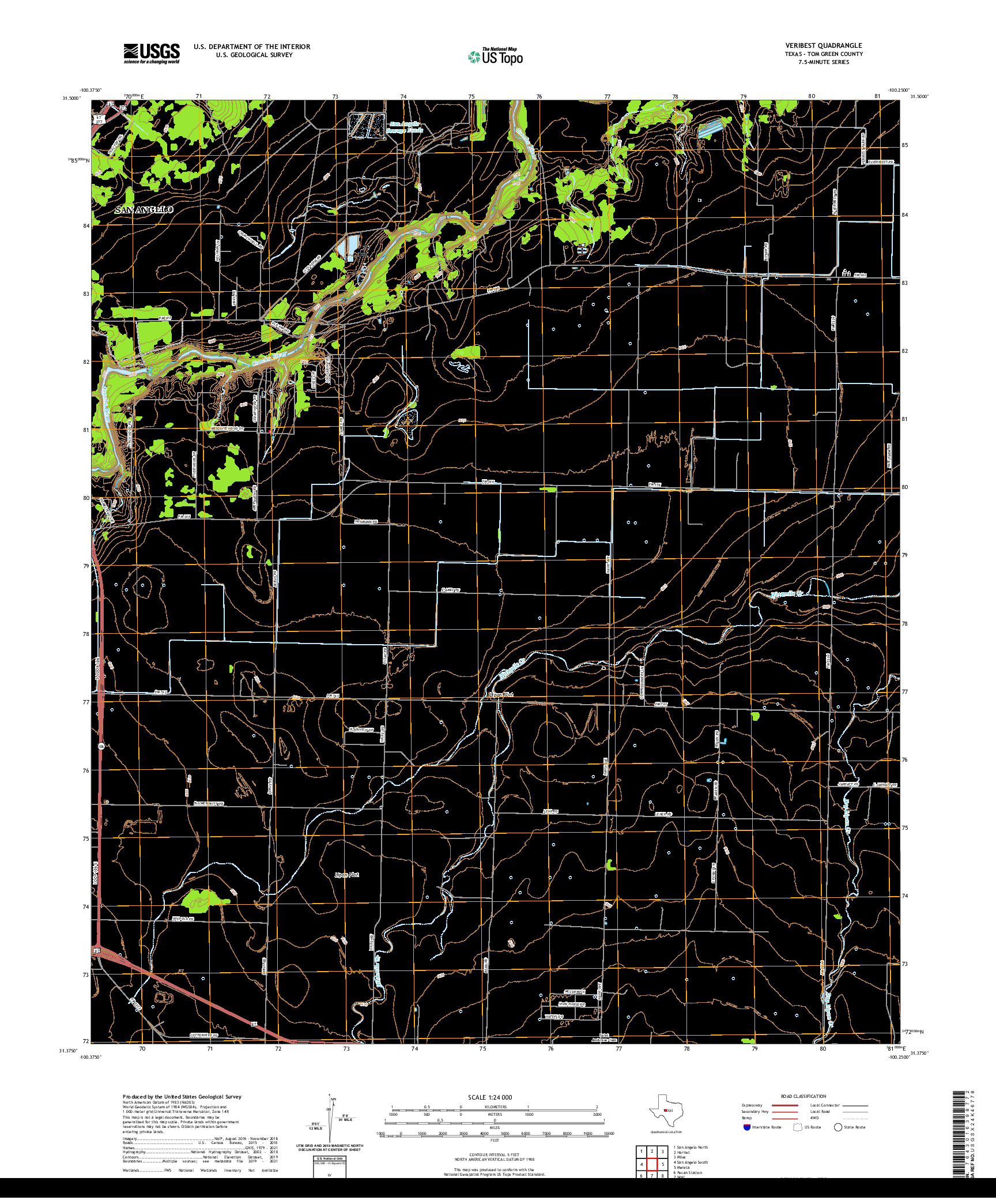 US TOPO 7.5-MINUTE MAP FOR VERIBEST, TX