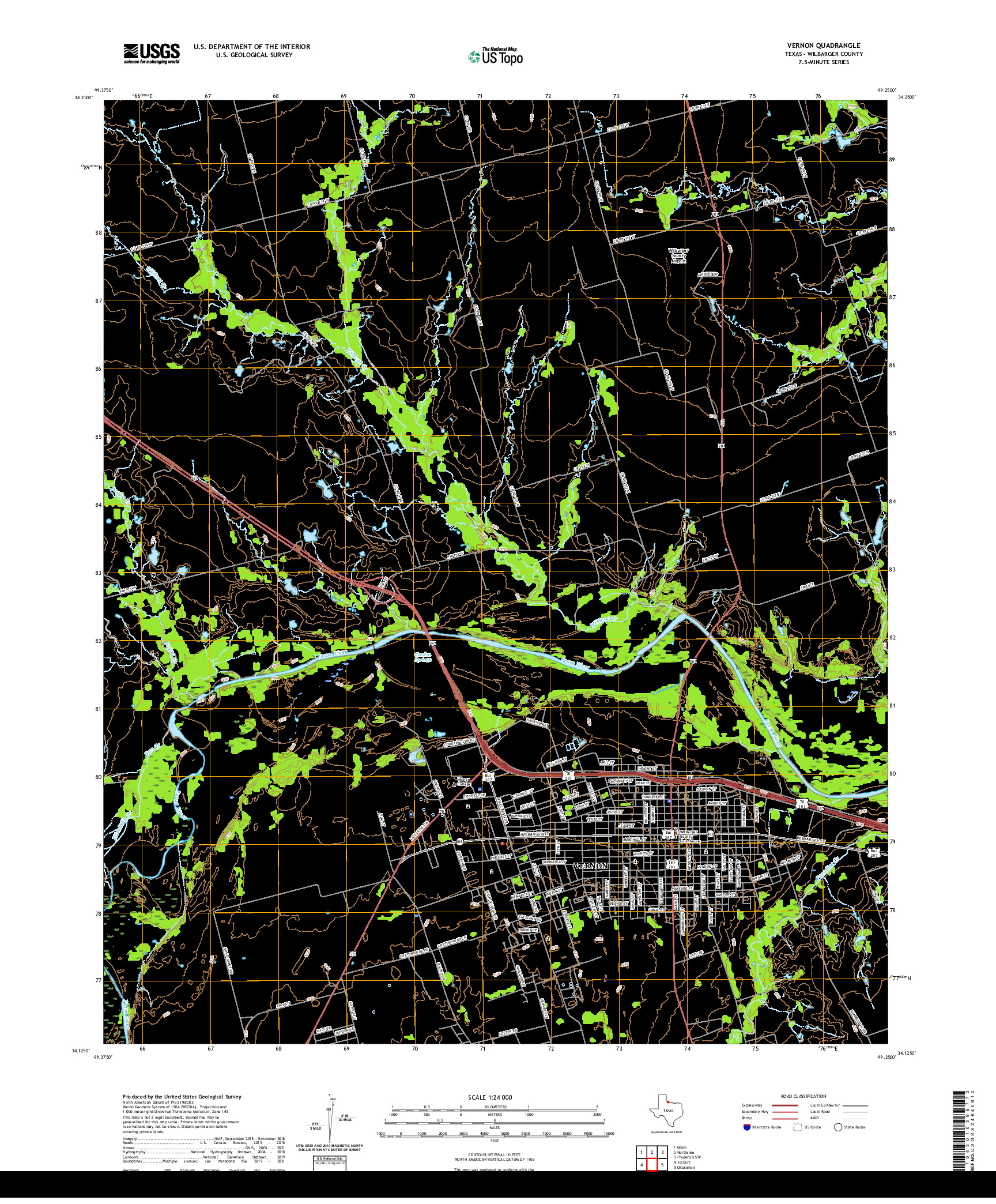 US TOPO 7.5-MINUTE MAP FOR VERNON, TX