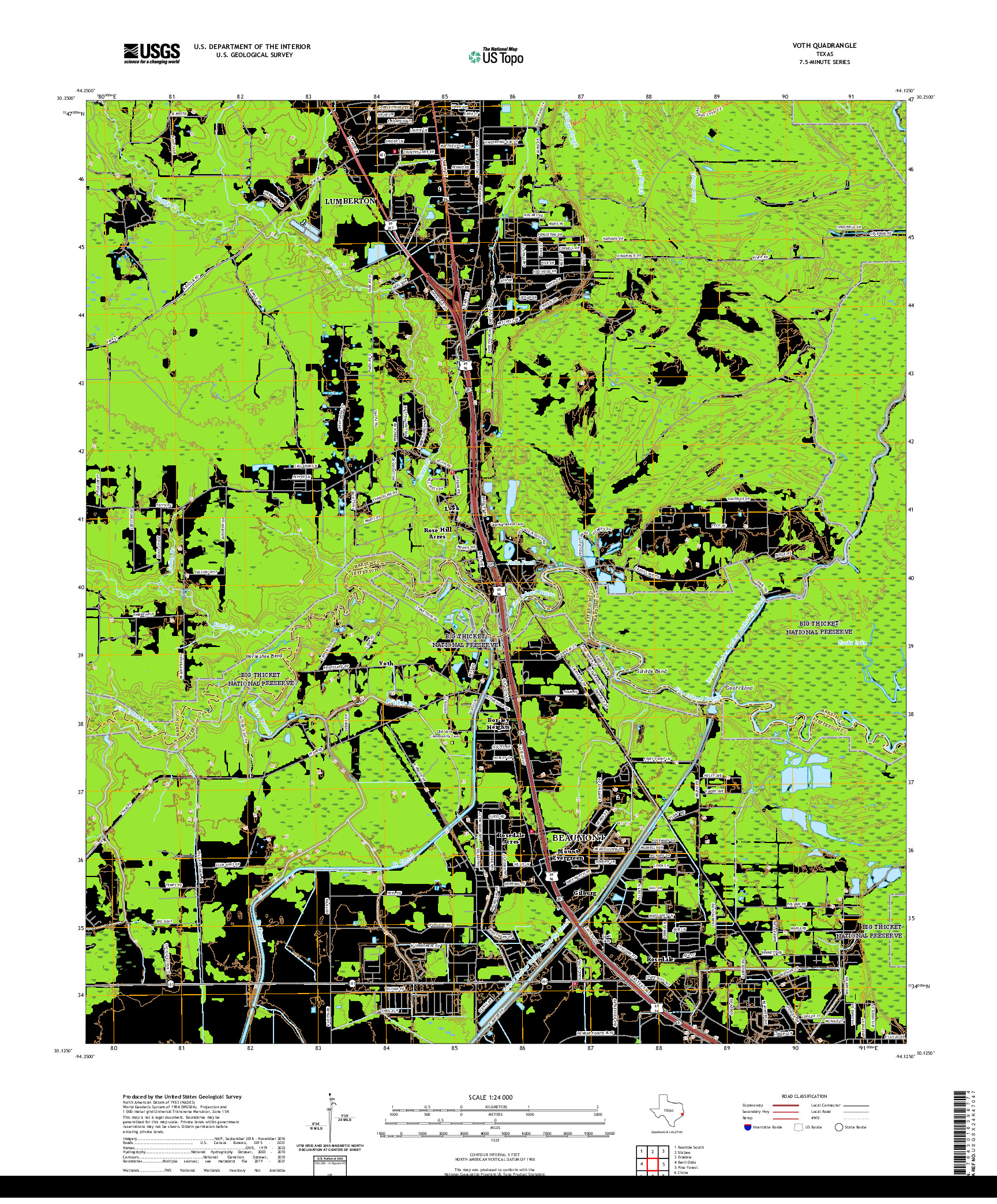 US TOPO 7.5-MINUTE MAP FOR VOTH, TX