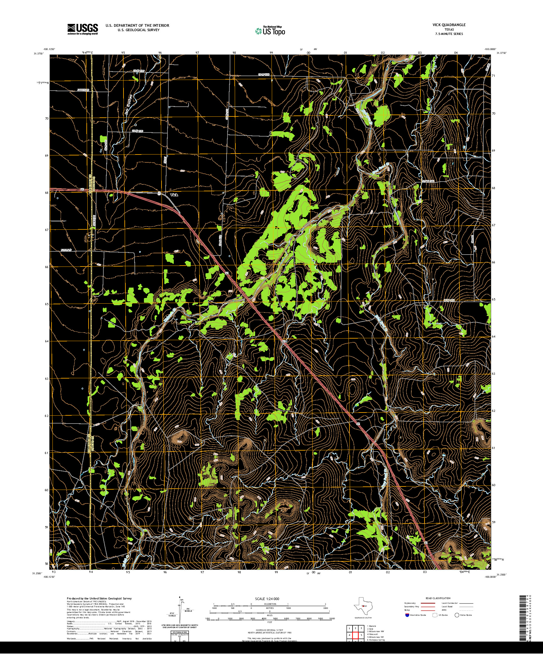 US TOPO 7.5-MINUTE MAP FOR VICK, TX