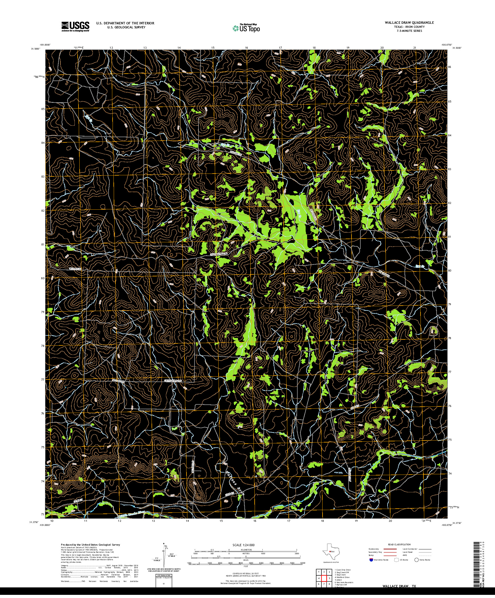 US TOPO 7.5-MINUTE MAP FOR WALLACE DRAW, TX