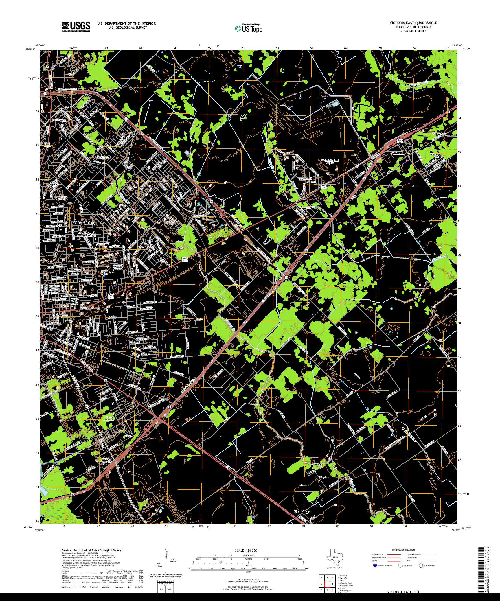 US TOPO 7.5-MINUTE MAP FOR VICTORIA EAST, TX