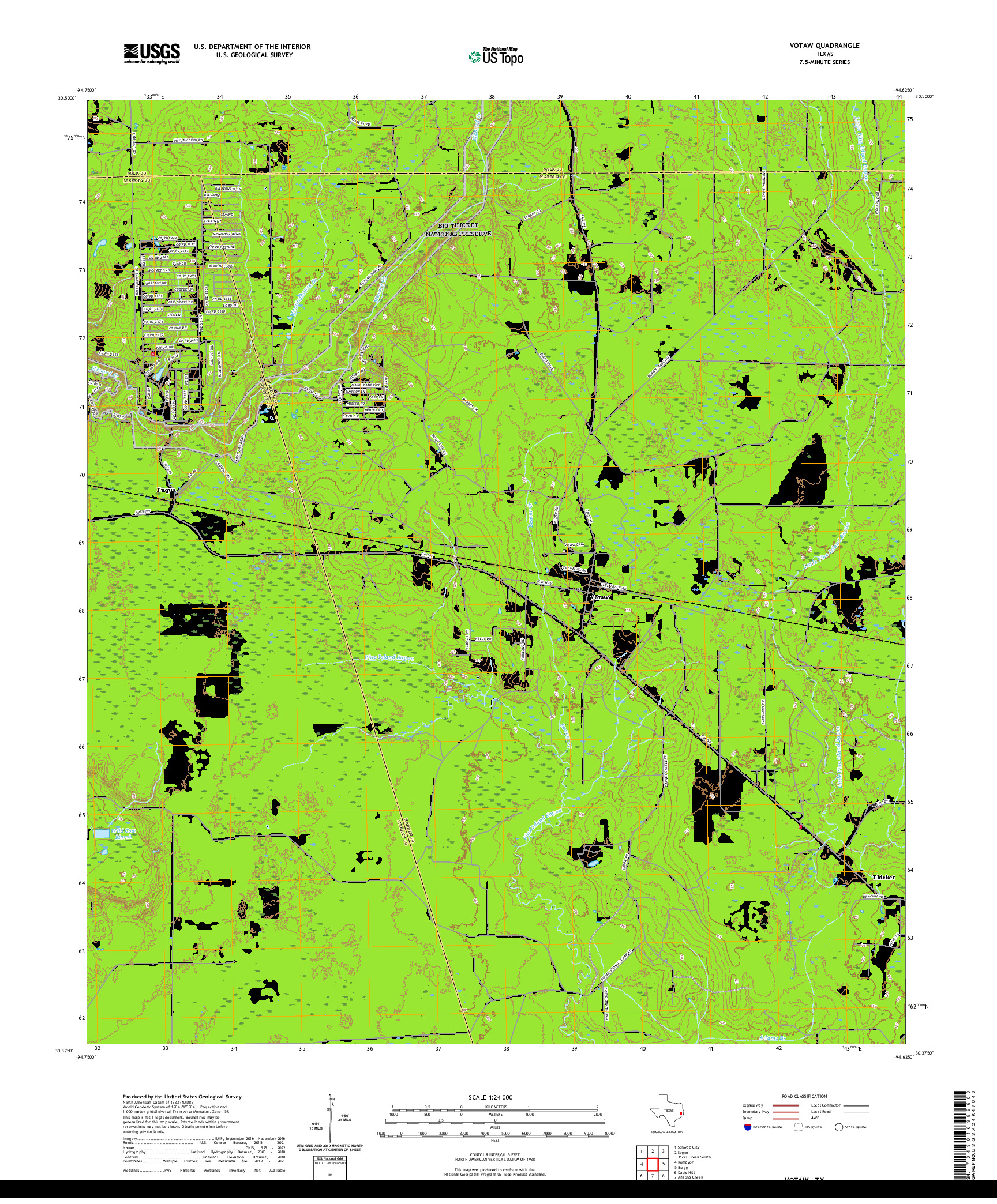 US TOPO 7.5-MINUTE MAP FOR VOTAW, TX