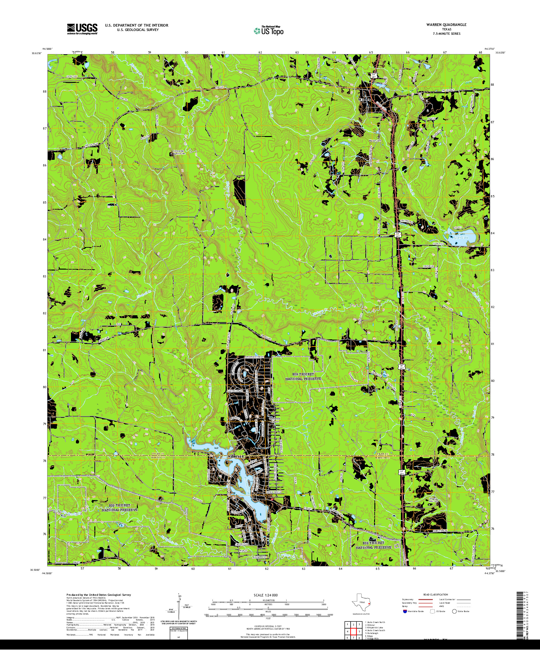 US TOPO 7.5-MINUTE MAP FOR WARREN, TX