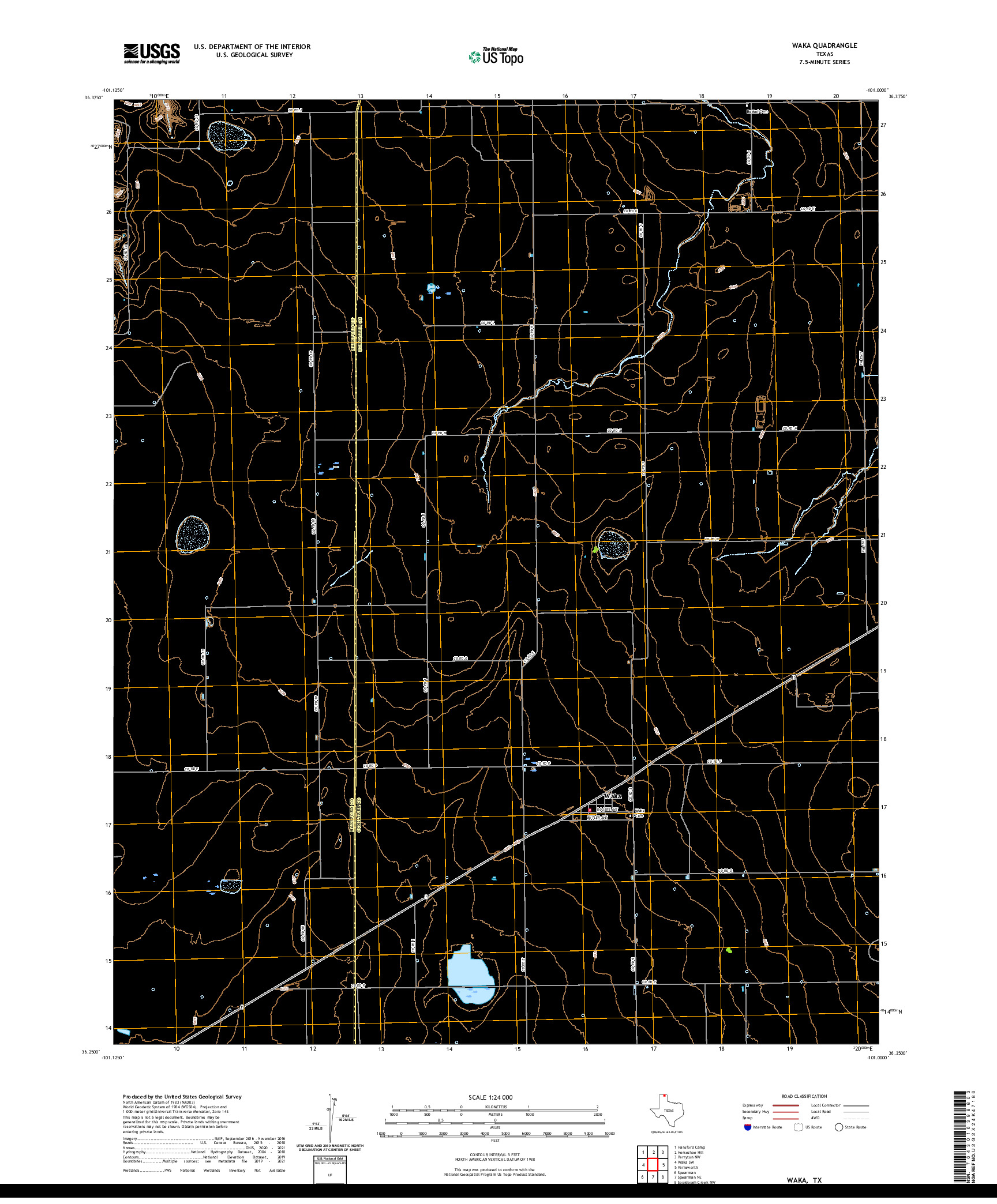 US TOPO 7.5-MINUTE MAP FOR WAKA, TX