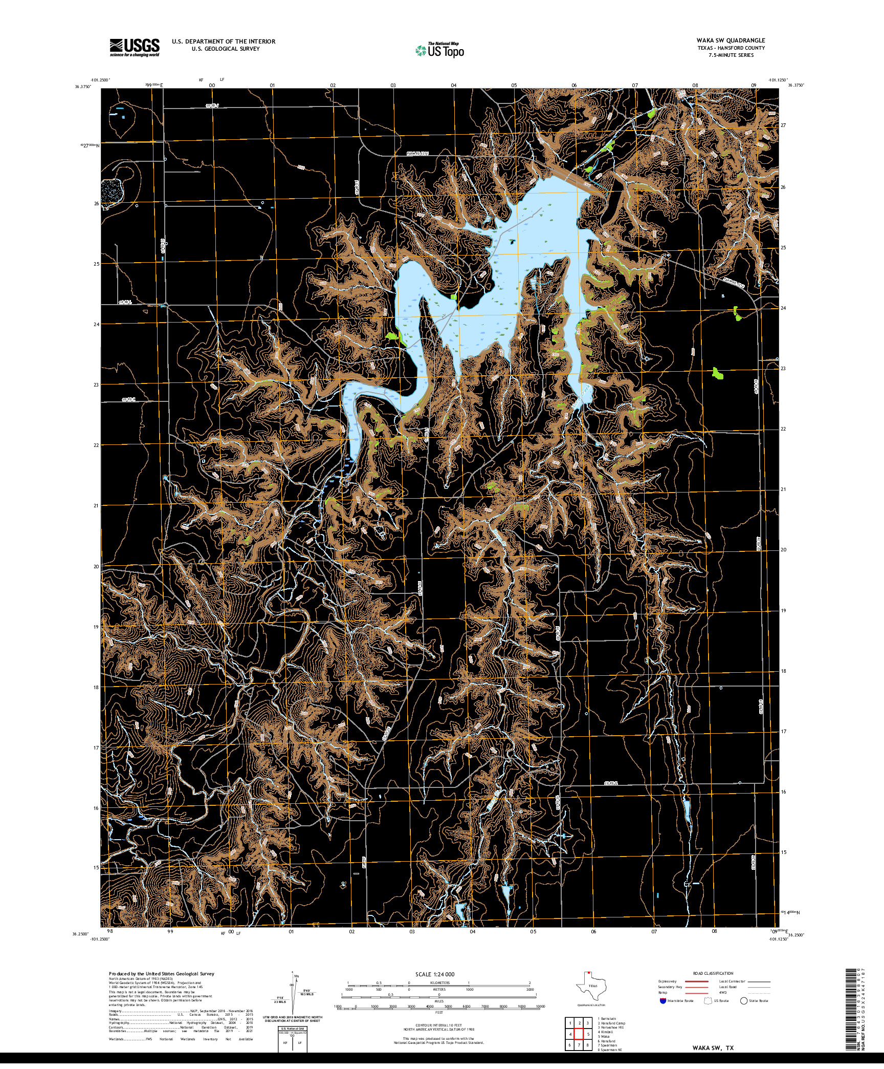 US TOPO 7.5-MINUTE MAP FOR WAKA SW, TX