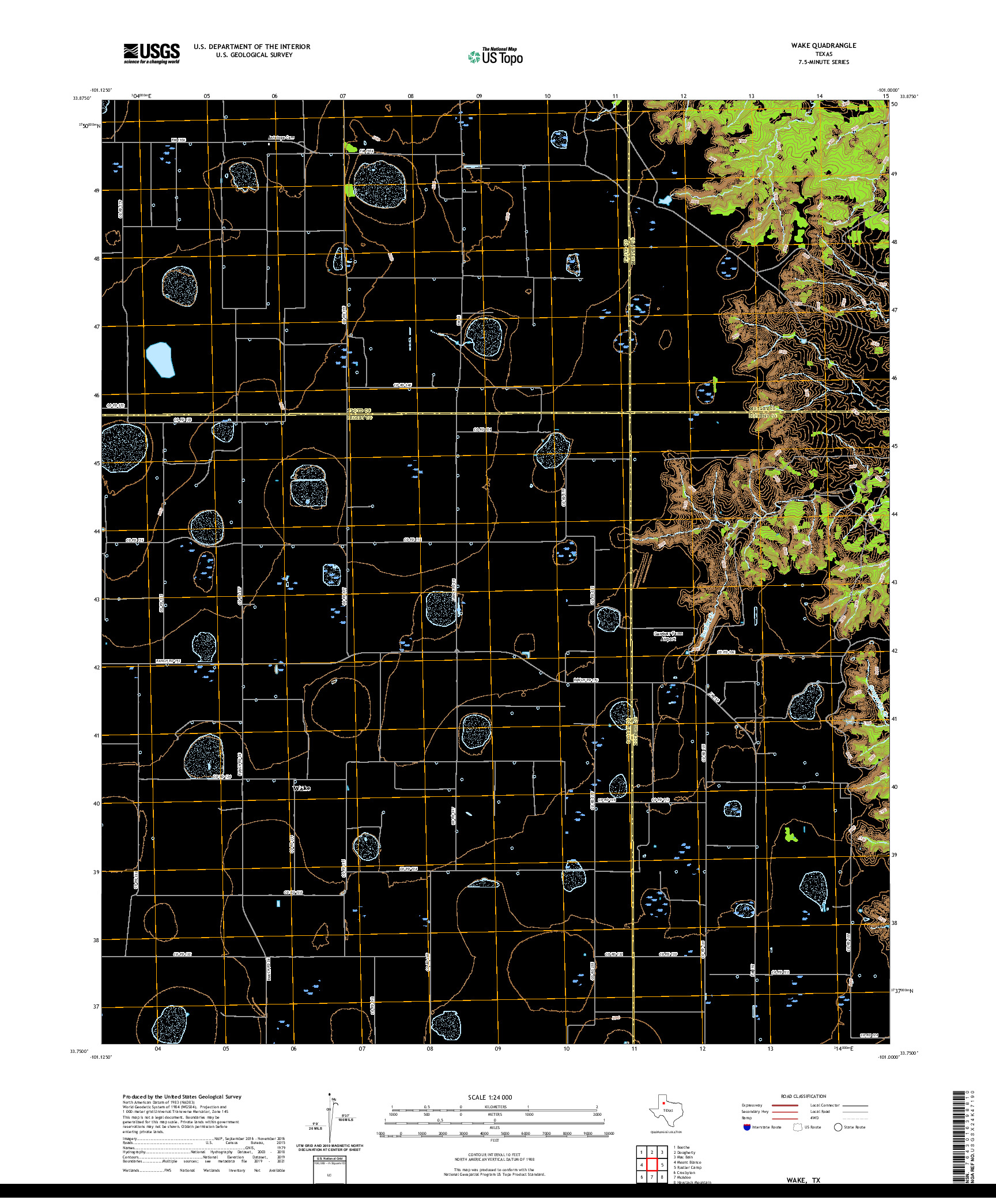 US TOPO 7.5-MINUTE MAP FOR WAKE, TX