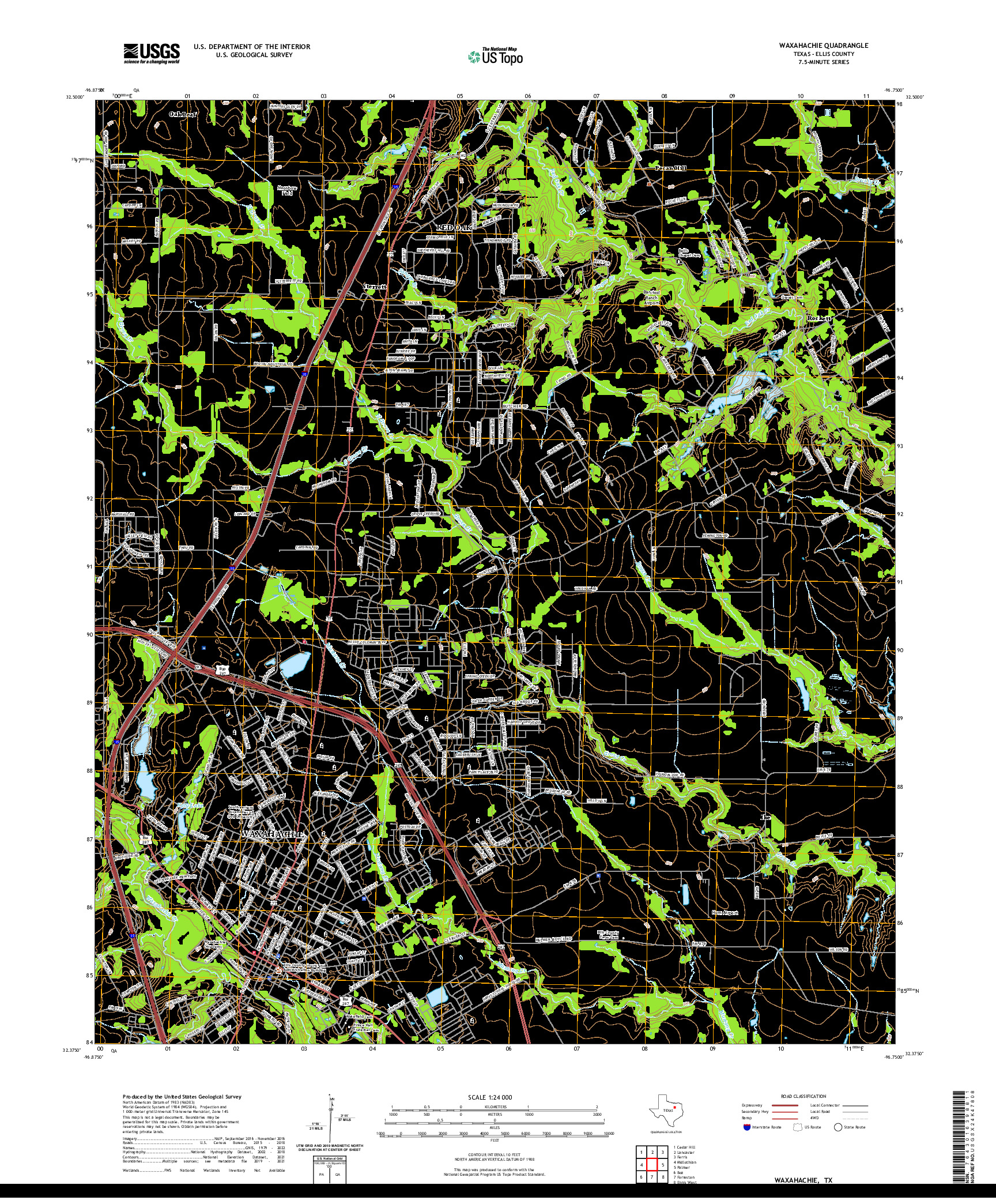 US TOPO 7.5-MINUTE MAP FOR WAXAHACHIE, TX