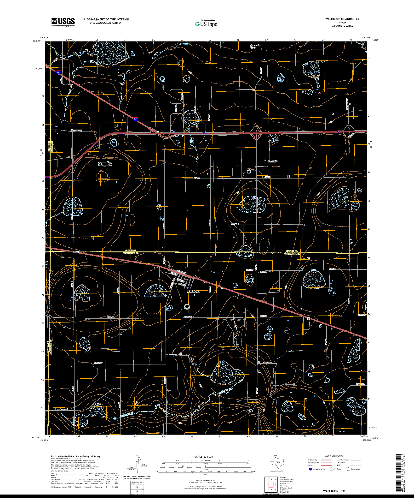 US TOPO 7.5-MINUTE MAP FOR WASHBURN, TX