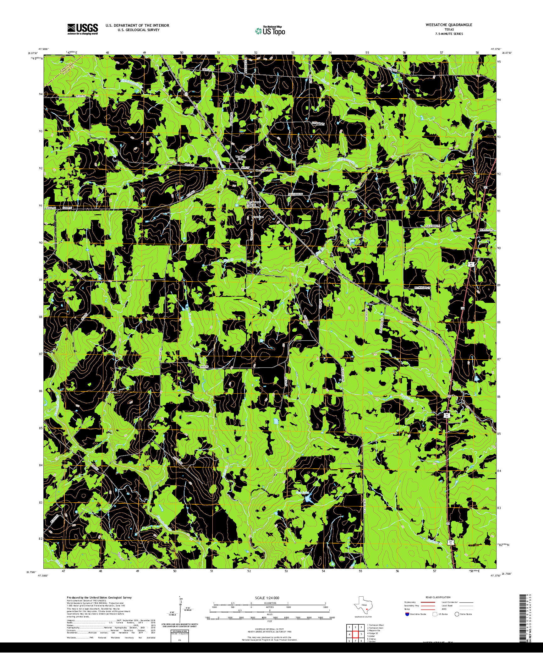 US TOPO 7.5-MINUTE MAP FOR WEESATCHE, TX