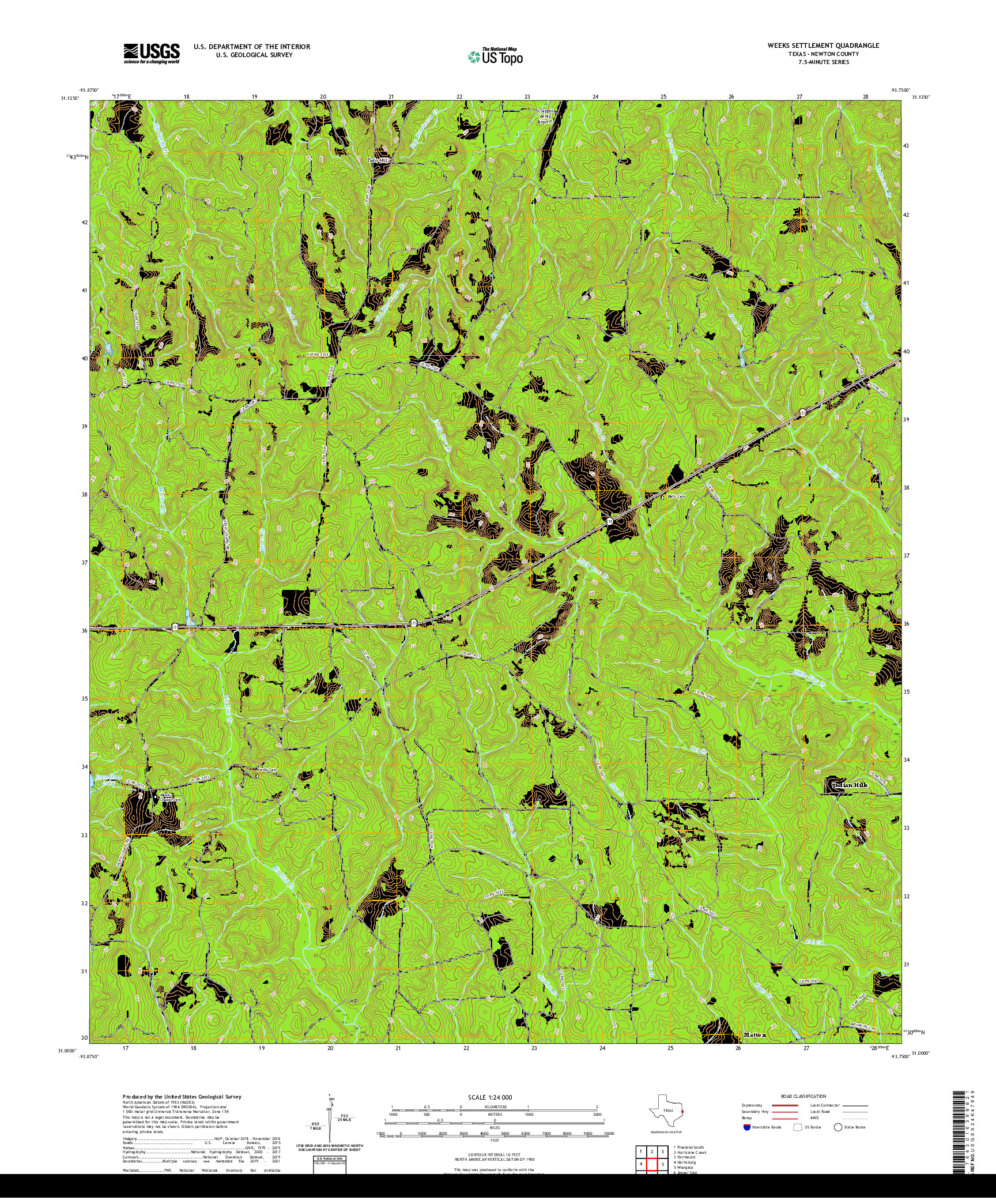 US TOPO 7.5-MINUTE MAP FOR WEEKS SETTLEMENT, TX