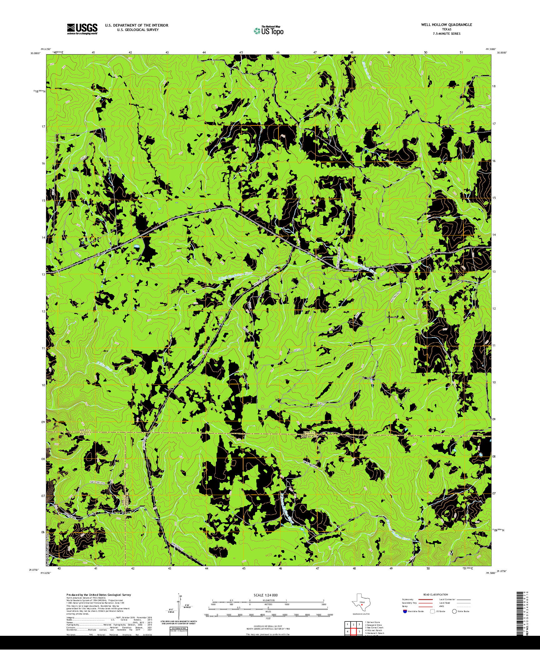 US TOPO 7.5-MINUTE MAP FOR WELL HOLLOW, TX