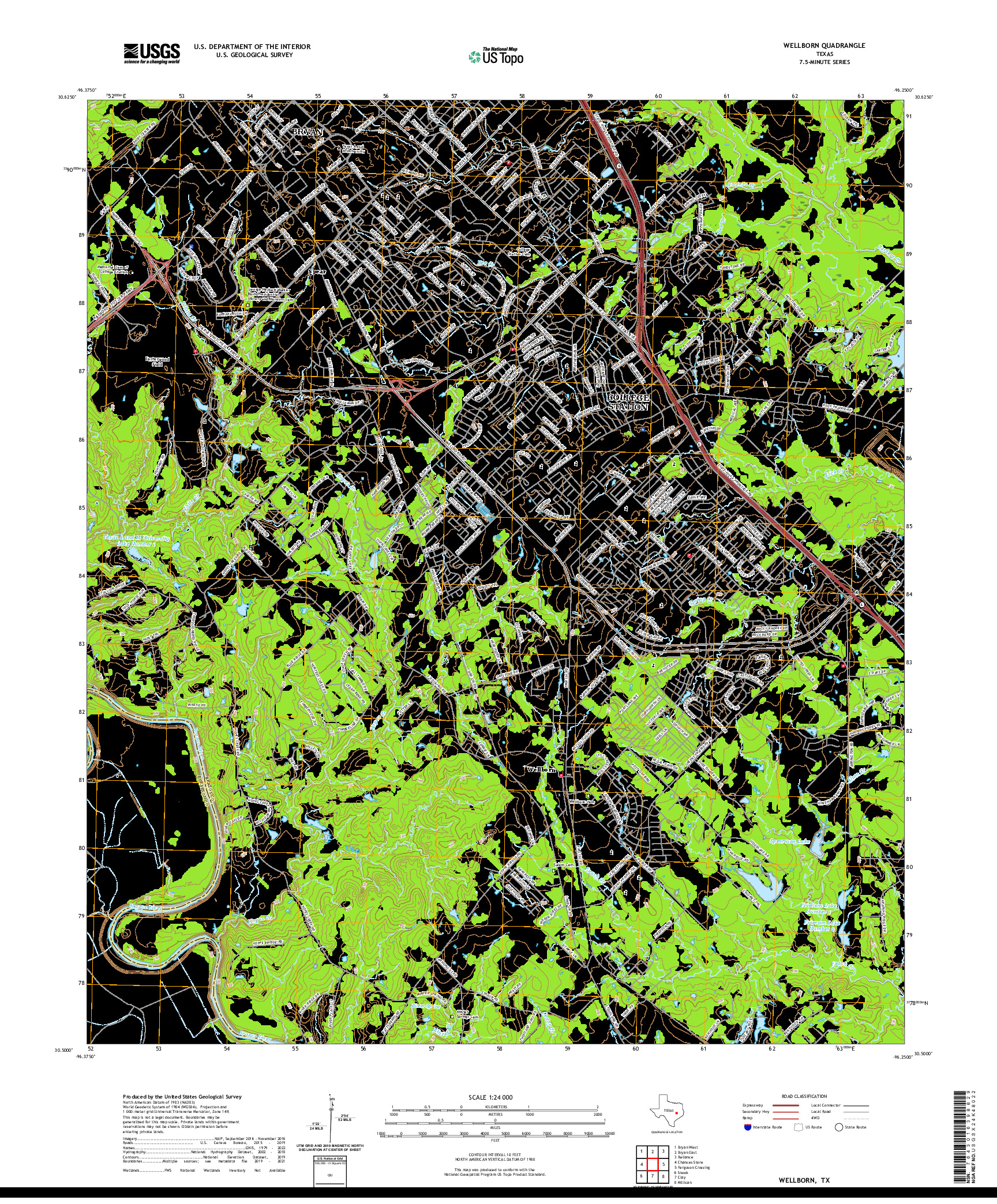 US TOPO 7.5-MINUTE MAP FOR WELLBORN, TX