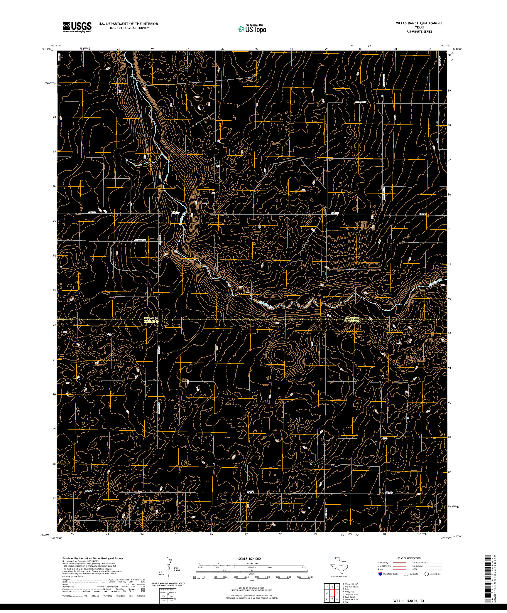 US TOPO 7.5-MINUTE MAP FOR WELLS RANCH, TX