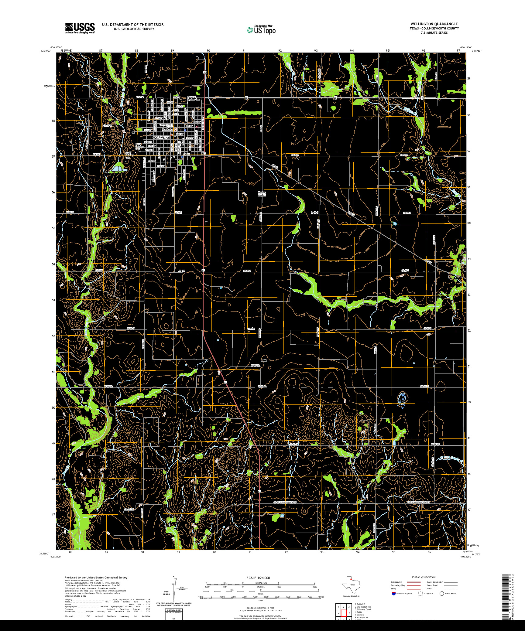 US TOPO 7.5-MINUTE MAP FOR WELLINGTON, TX