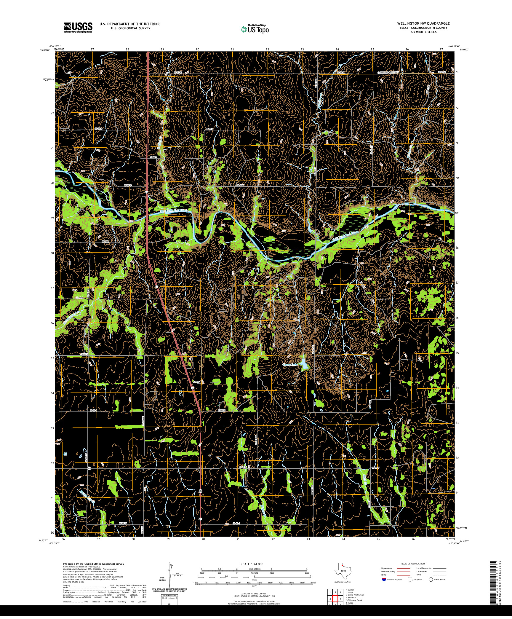 US TOPO 7.5-MINUTE MAP FOR WELLINGTON NW, TX