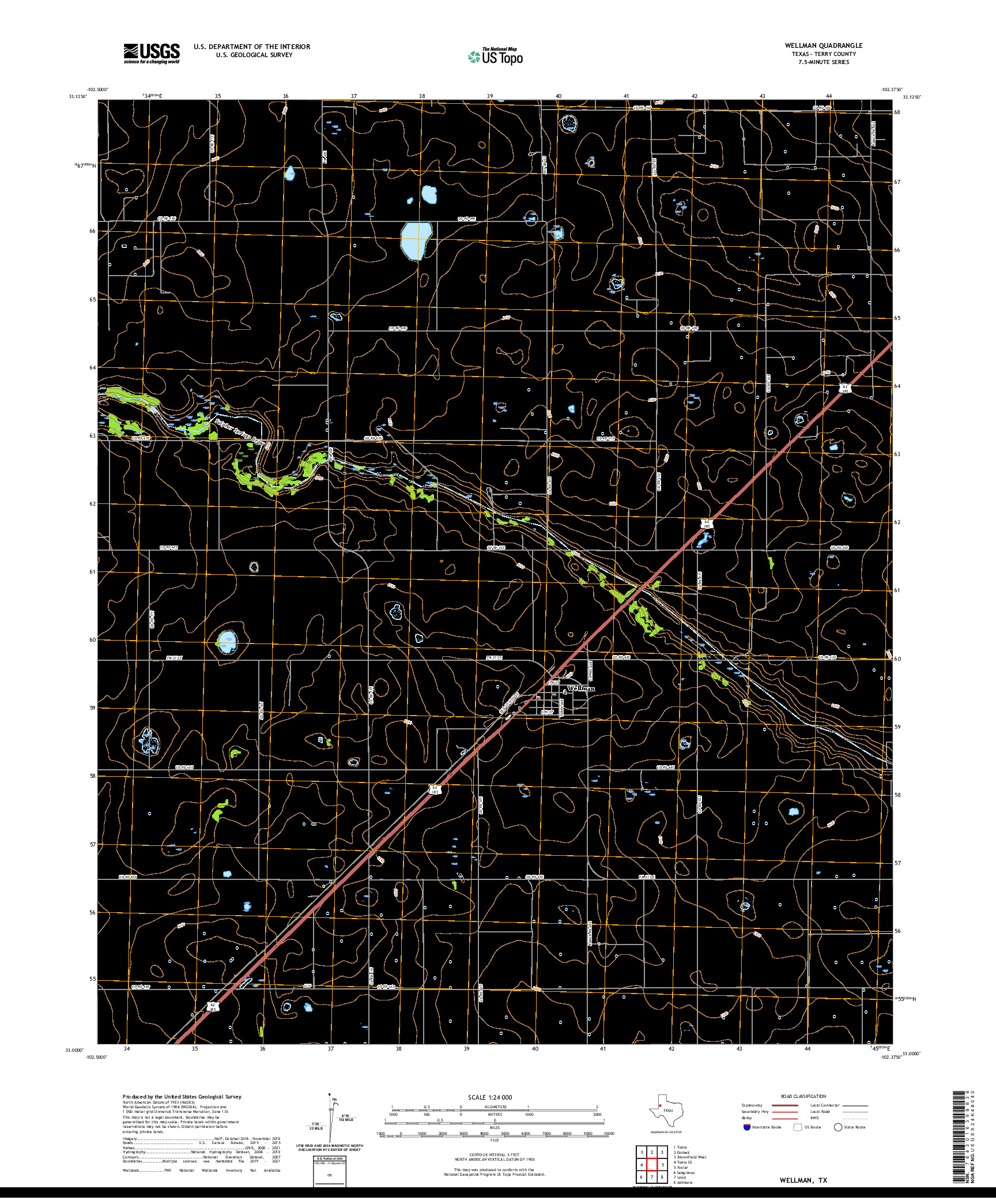 US TOPO 7.5-MINUTE MAP FOR WELLMAN, TX