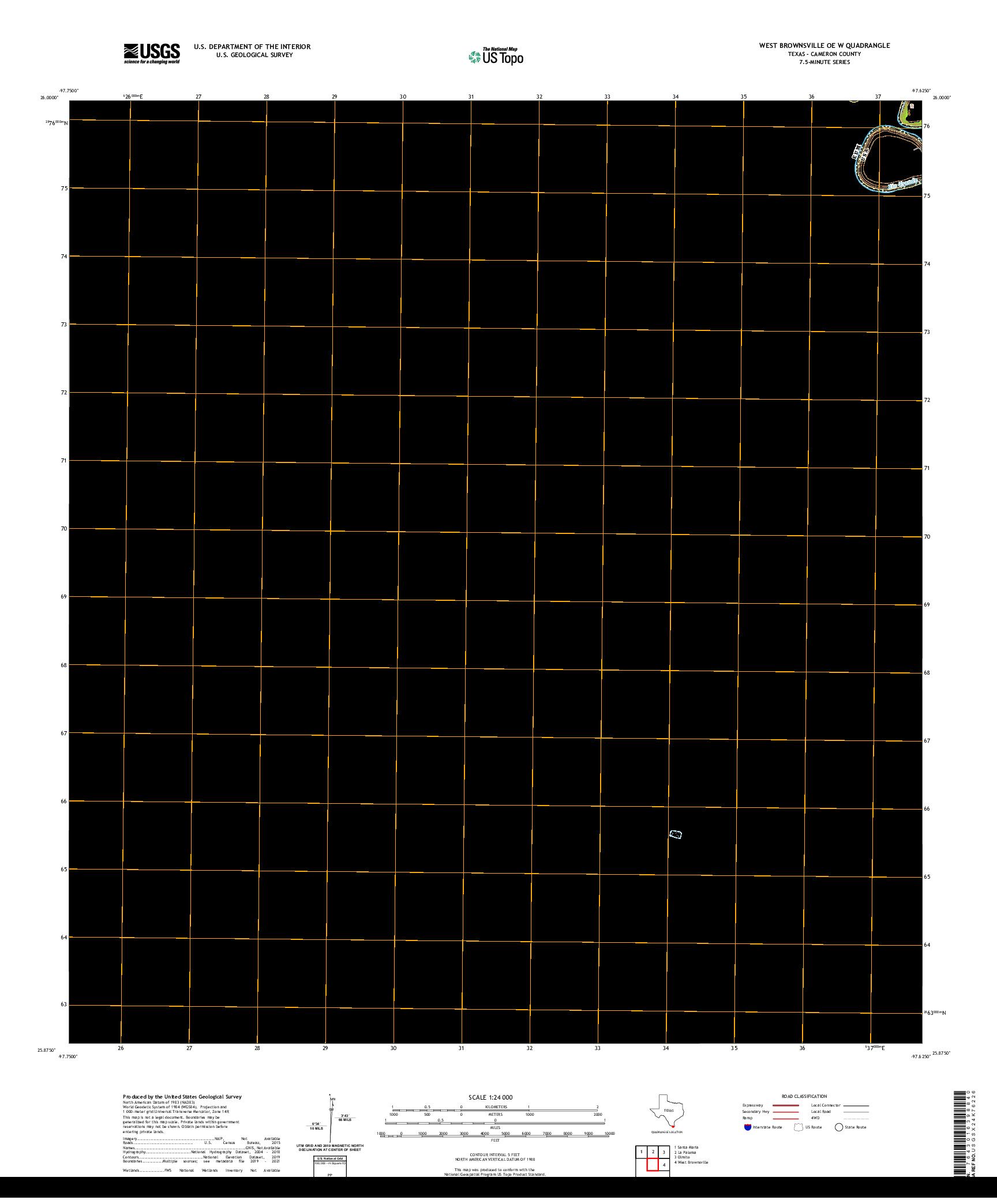 US TOPO 7.5-MINUTE MAP FOR WEST BROWNSVILLE OE W, TX,TAM