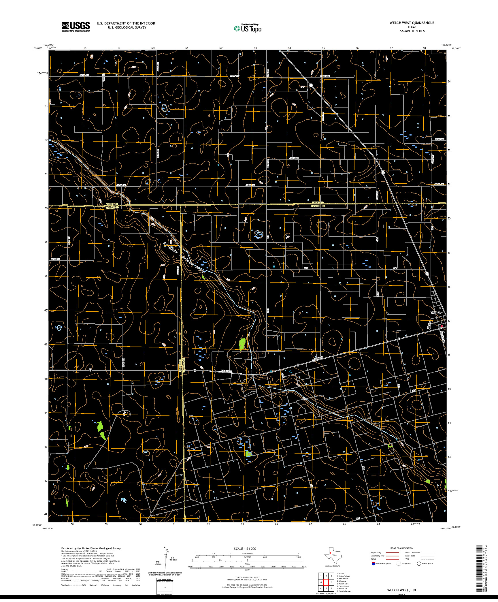 US TOPO 7.5-MINUTE MAP FOR WELCH WEST, TX