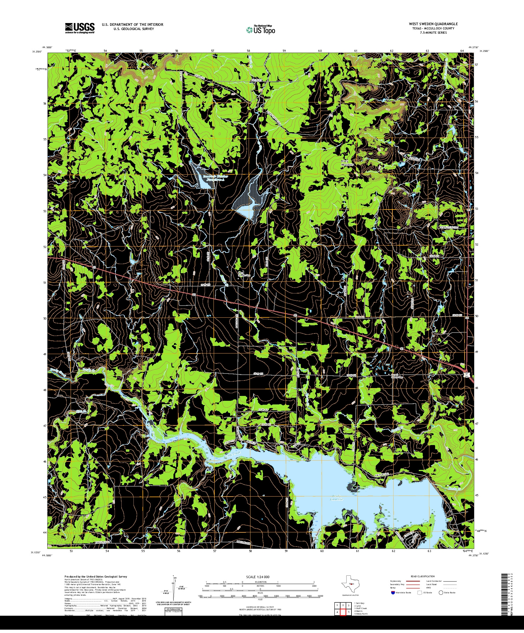 US TOPO 7.5-MINUTE MAP FOR WEST SWEDEN, TX