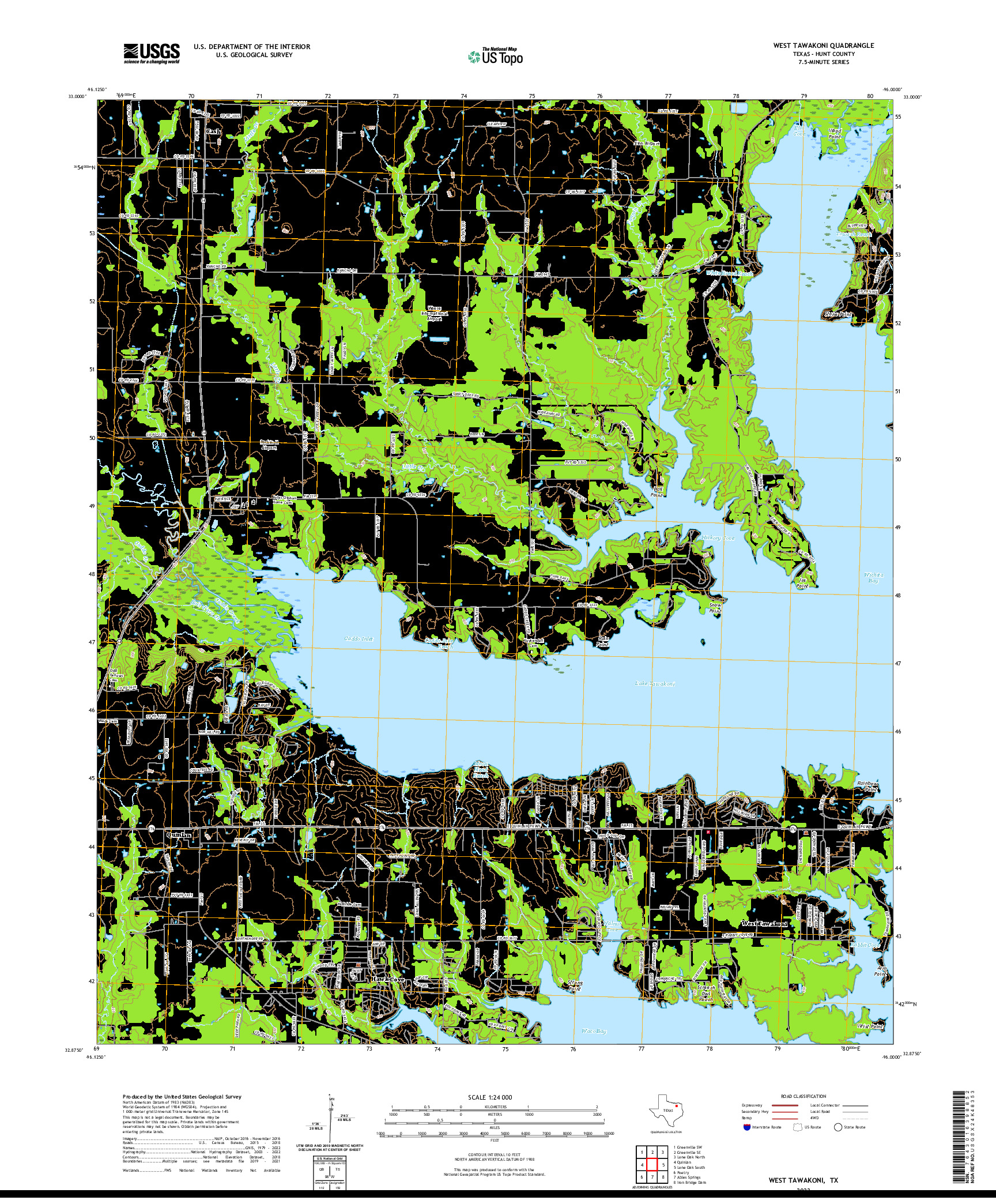 US TOPO 7.5-MINUTE MAP FOR WEST TAWAKONI, TX