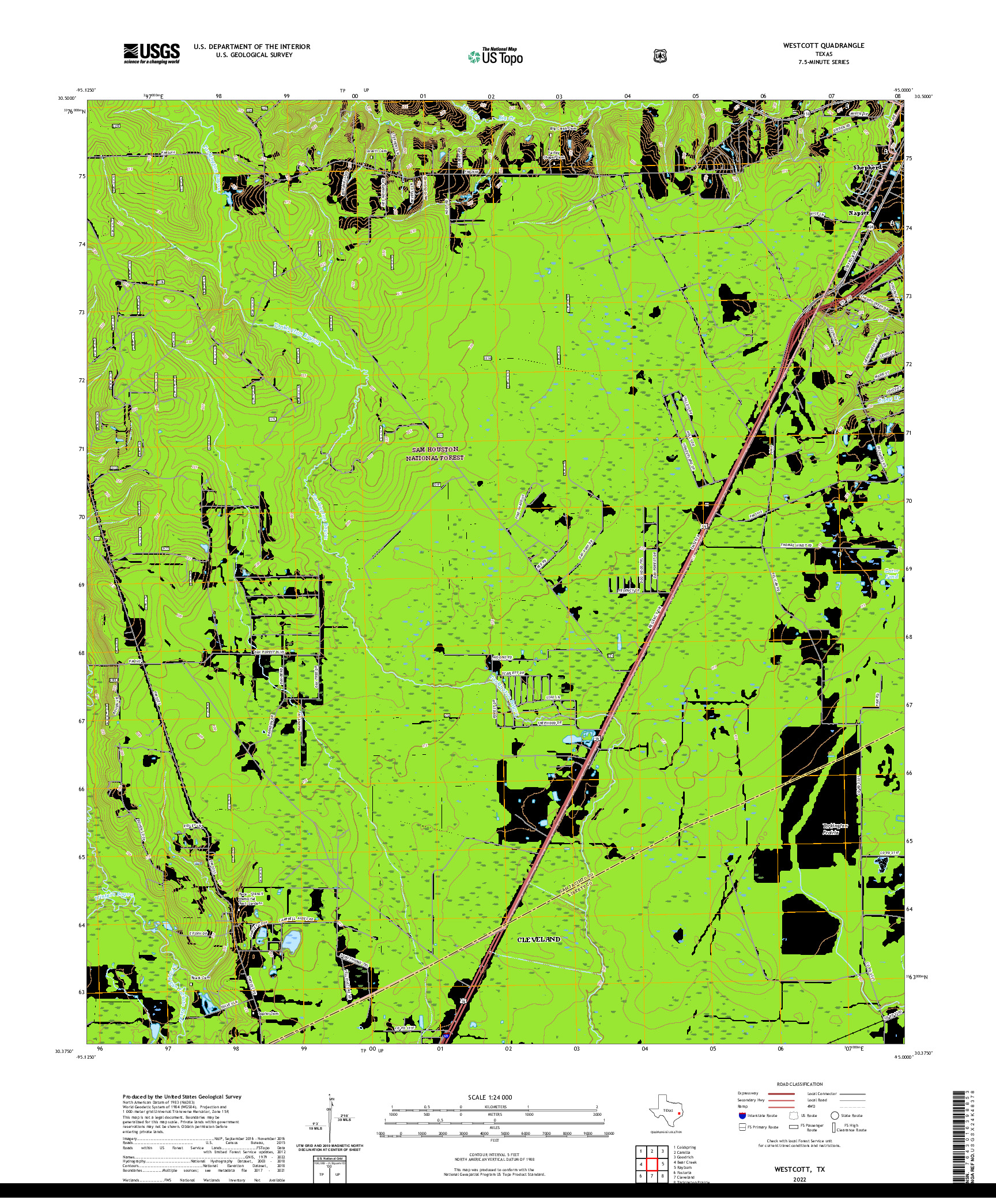 US TOPO 7.5-MINUTE MAP FOR WESTCOTT, TX