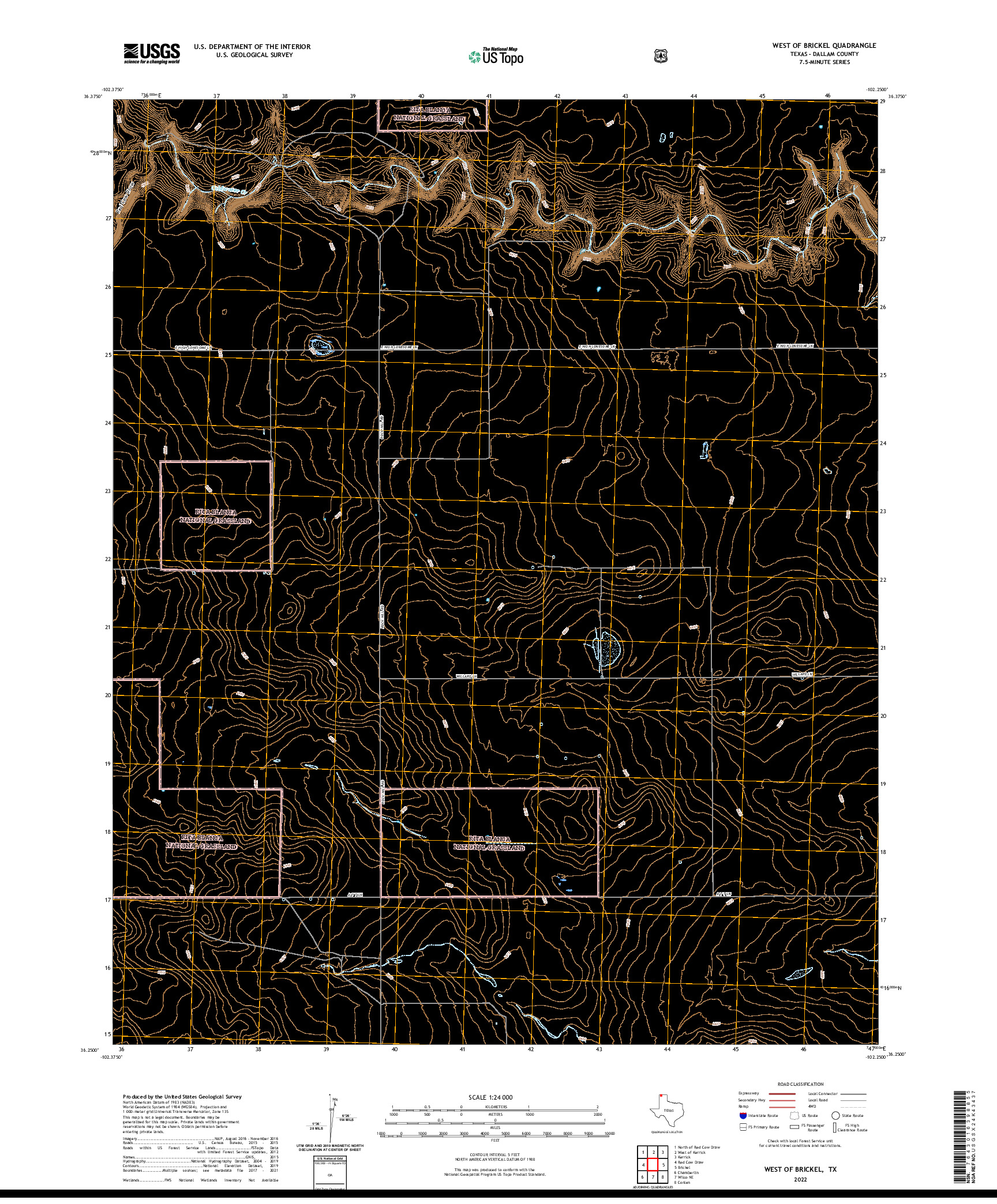 US TOPO 7.5-MINUTE MAP FOR WEST OF BRICKEL, TX