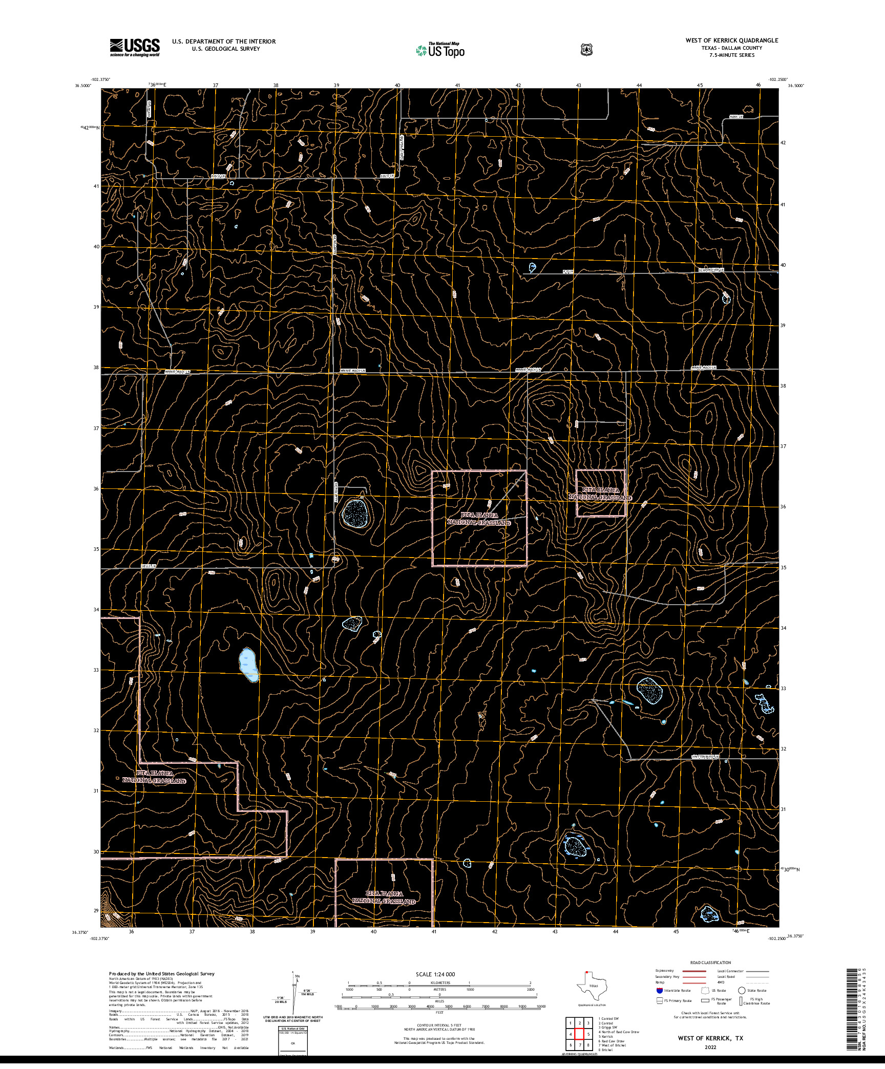 US TOPO 7.5-MINUTE MAP FOR WEST OF KERRICK, TX