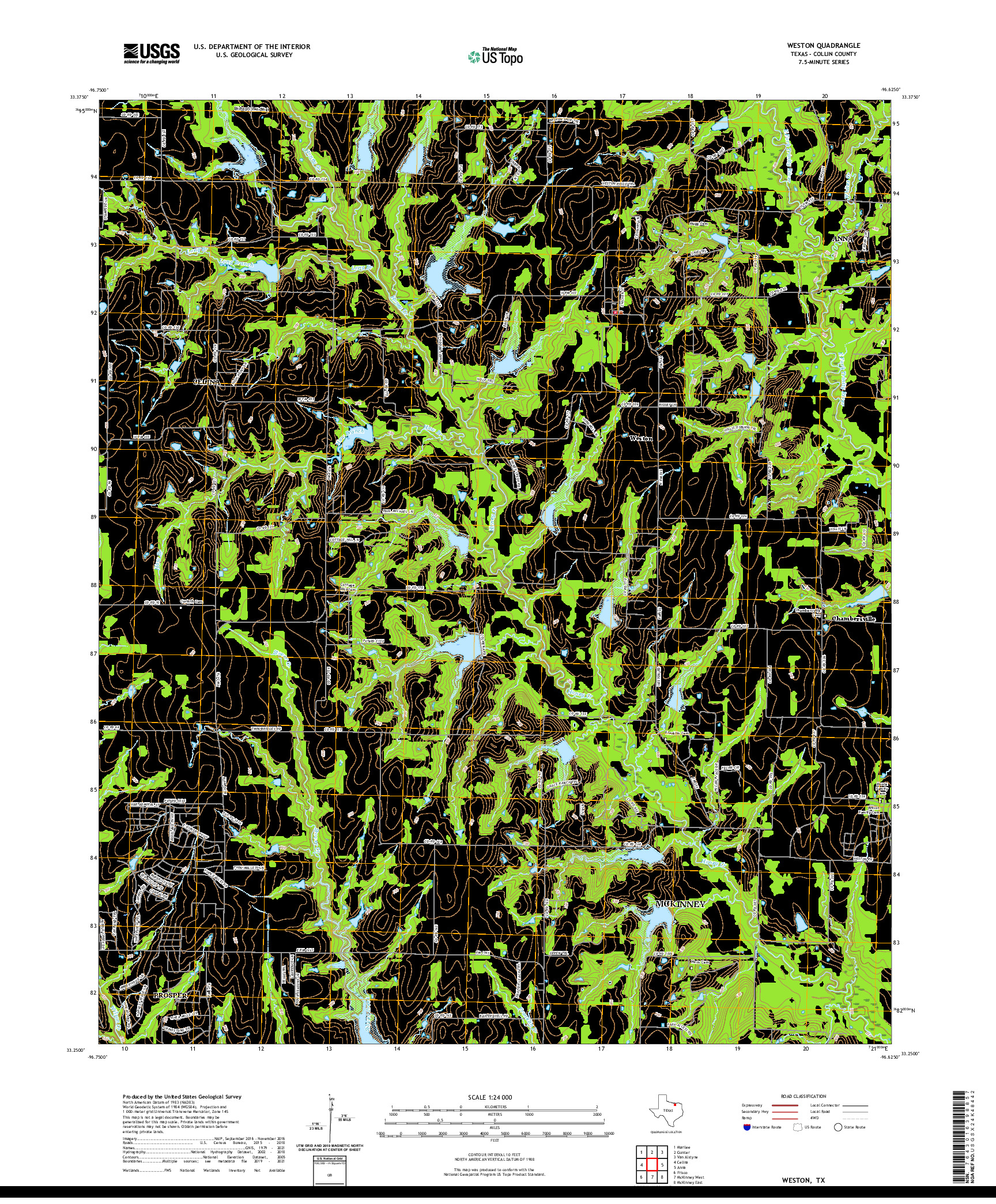 US TOPO 7.5-MINUTE MAP FOR WESTON, TX