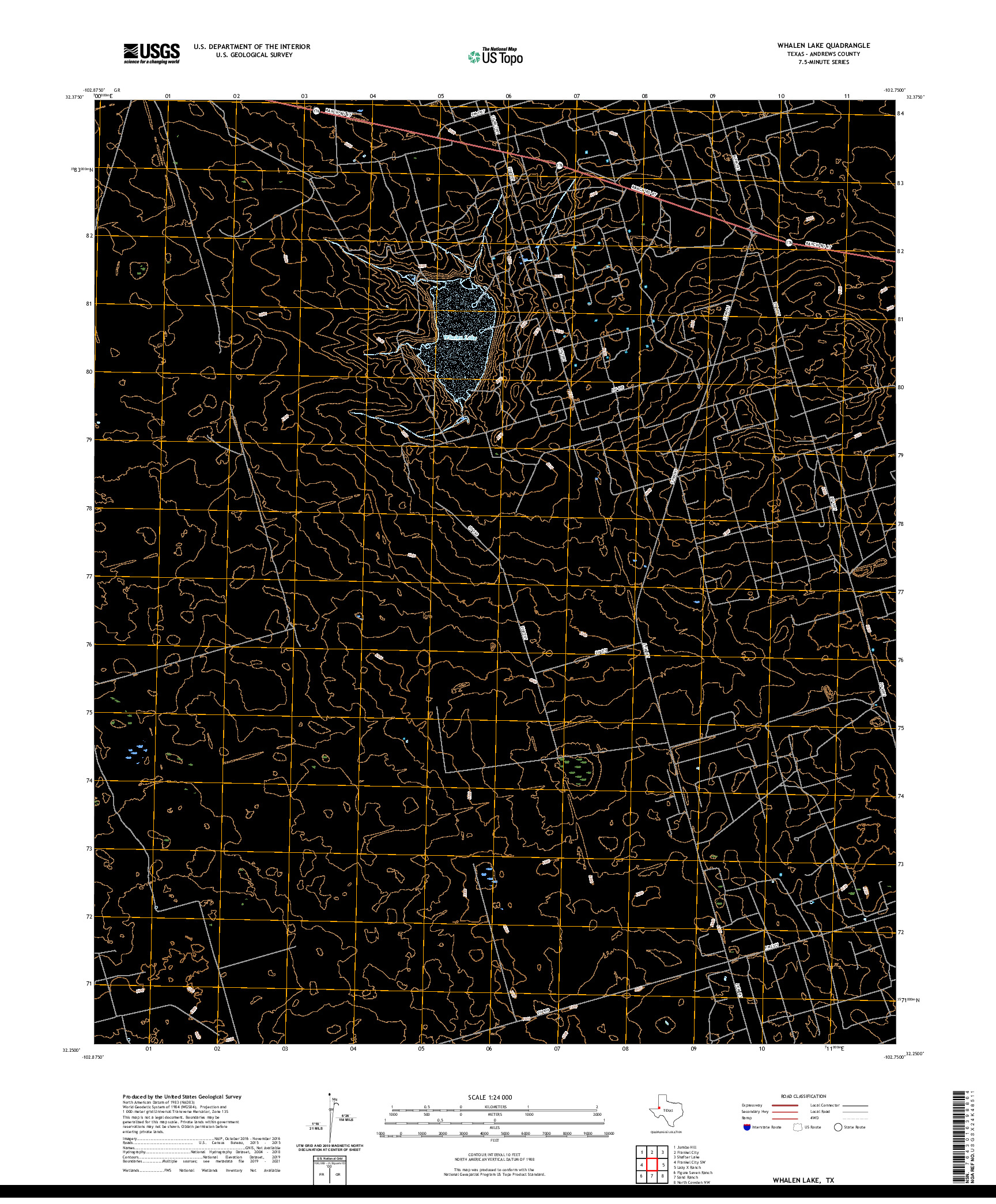 US TOPO 7.5-MINUTE MAP FOR WHALEN LAKE, TX