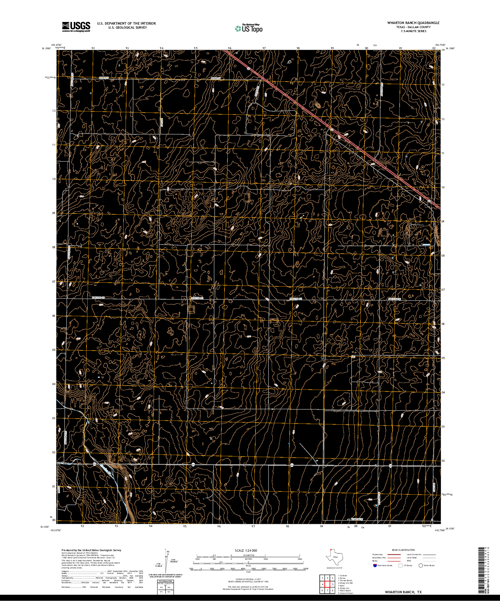 US TOPO 7.5-MINUTE MAP FOR WHARTON RANCH, TX