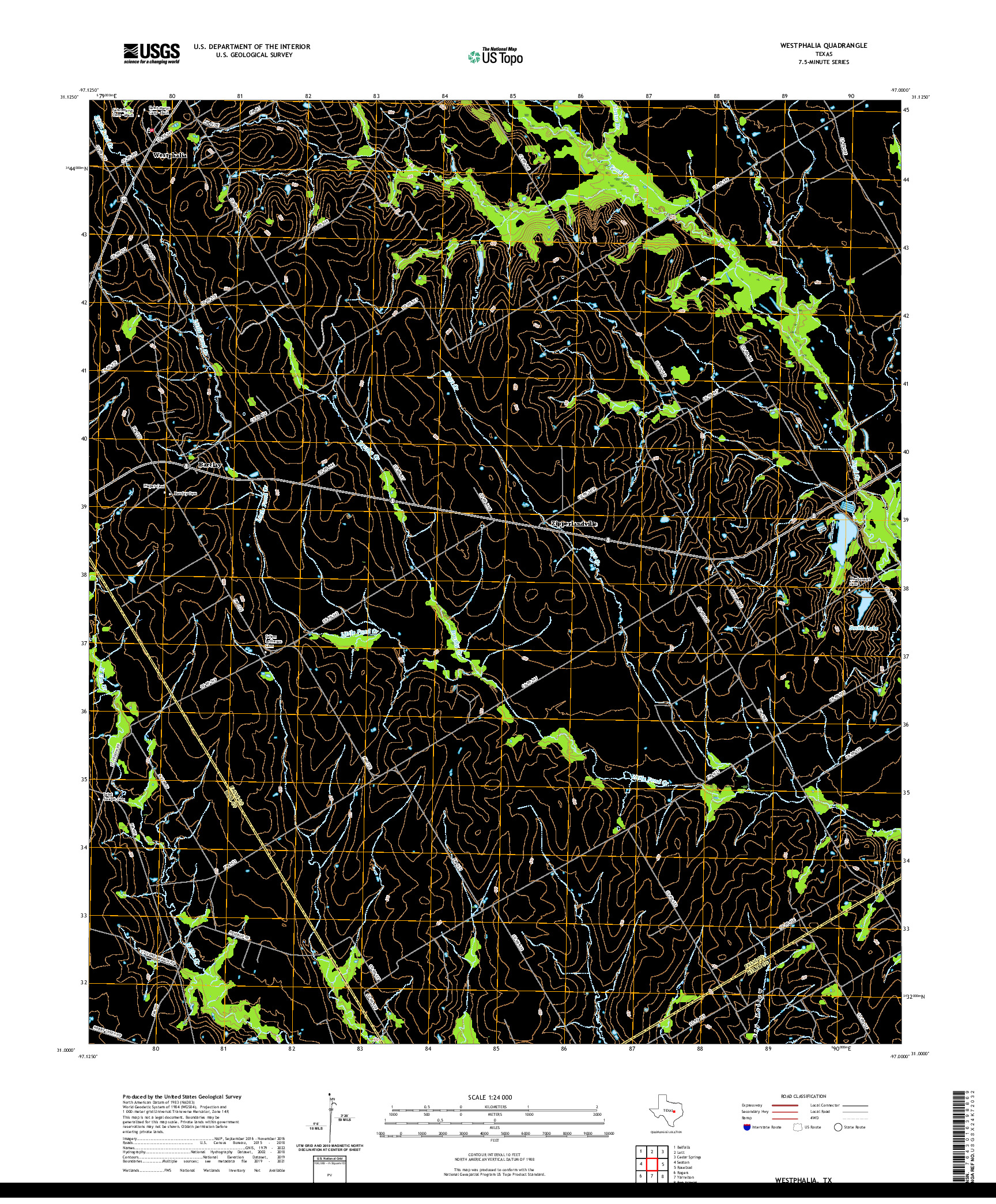 US TOPO 7.5-MINUTE MAP FOR WESTPHALIA, TX